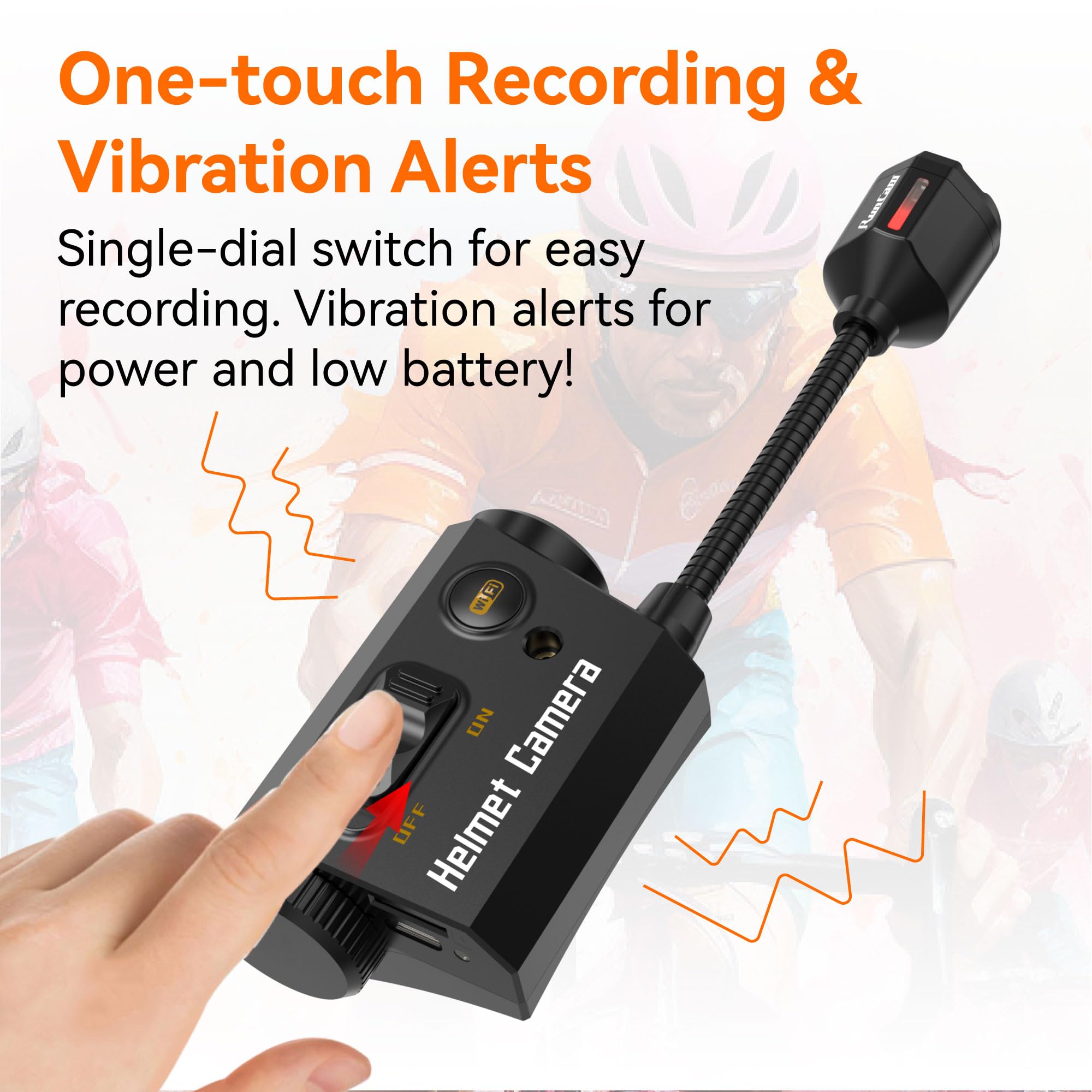 Runcam Helmet Camera,1080P Bendable Action Camera With 7 Hours Recording With App Control For Airsoft Riding Cycling Climbing Outdoor Sports