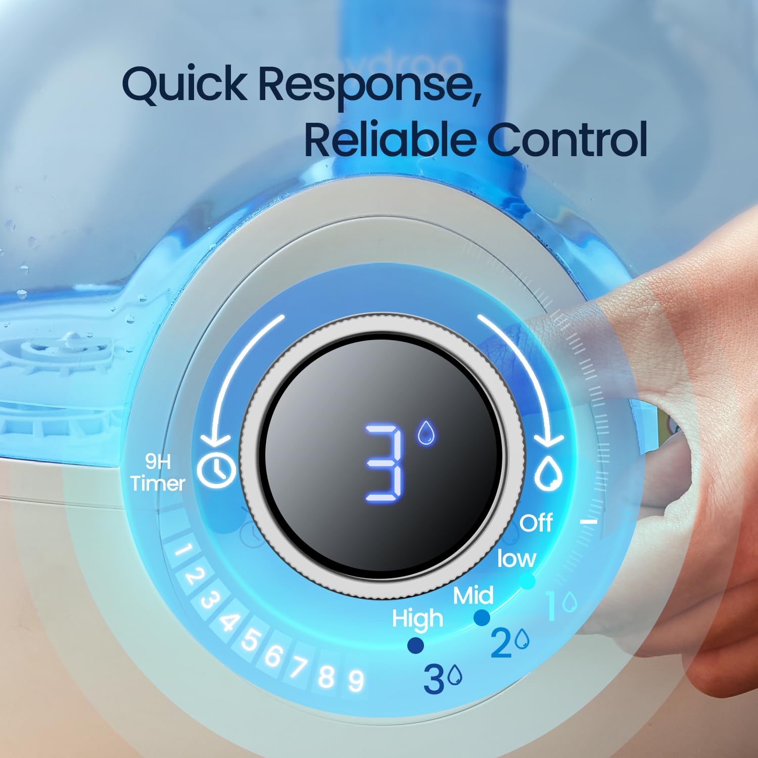 Raydrop 2.2L Humidifiers For Bedroom, Cool Mist Humidifiers With Timer, Digital Knob, 26Db Quiet Small Humidifier For Baby, Nurs