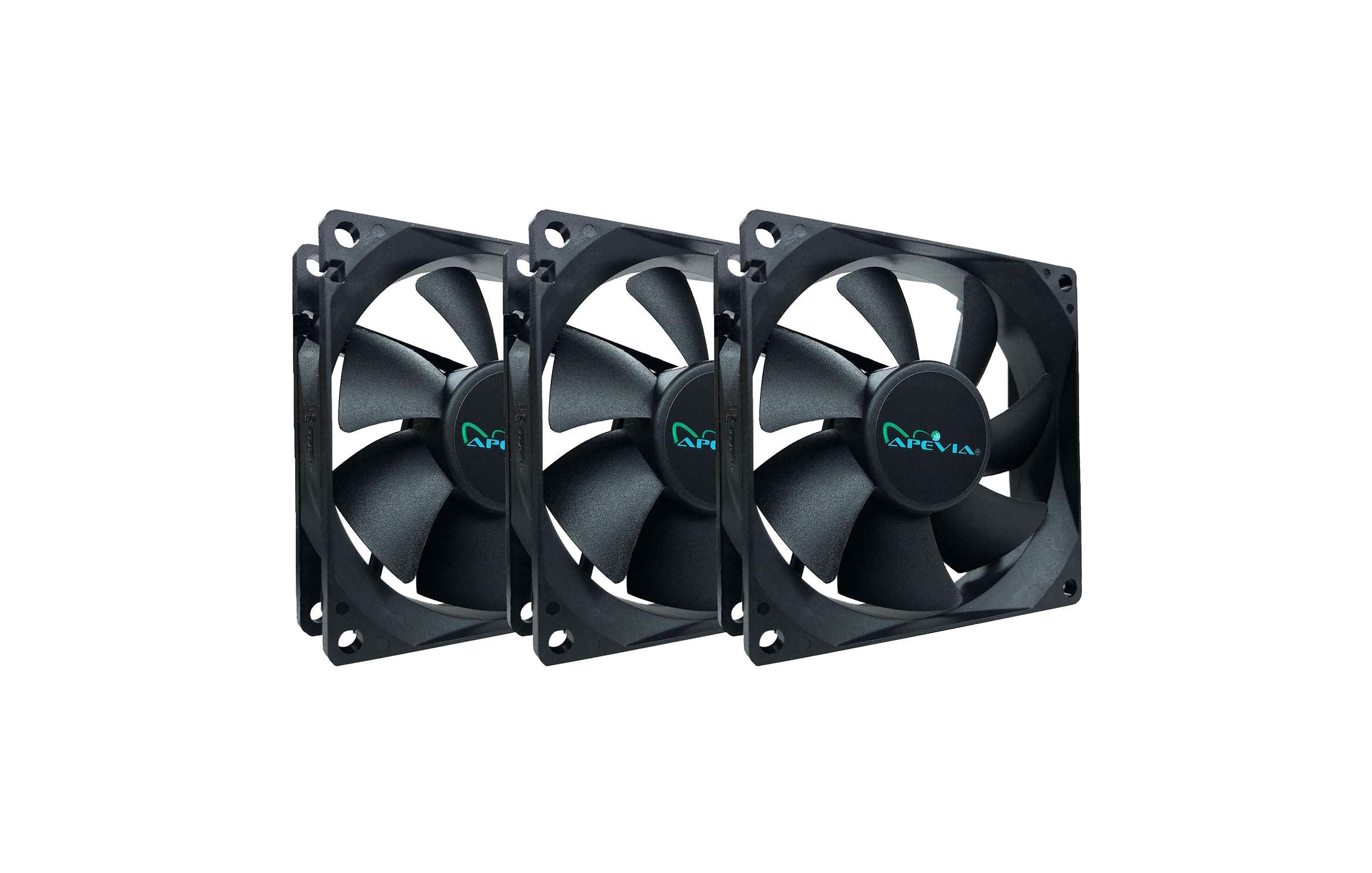 Apevia Af38S Bk 80Mm 4Pin Molex + 3Pin Motherboard Silent Black Case Fan (3 Pk)