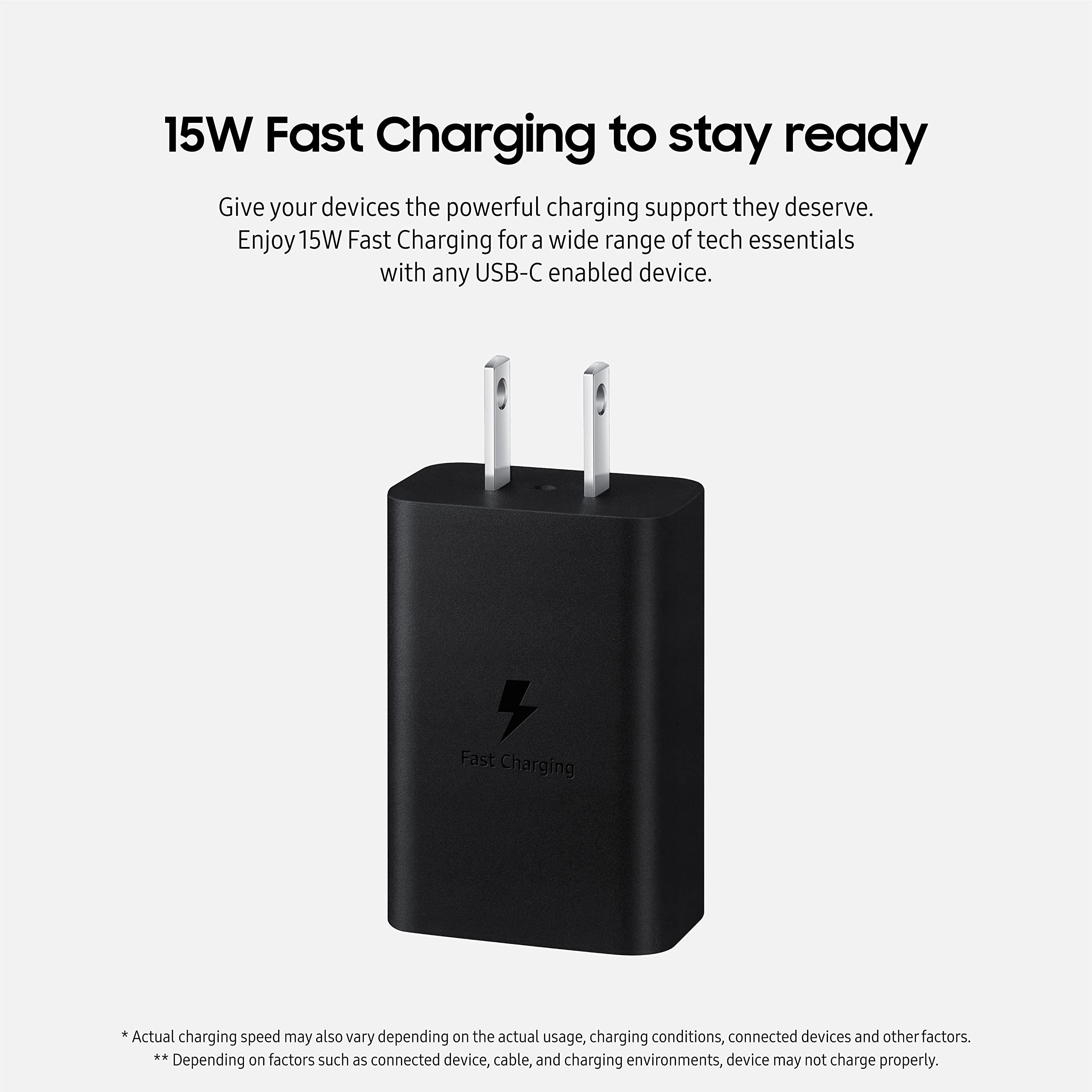 Samsung 15W Wall Charger Type C (Usb-C Cable Included), Black