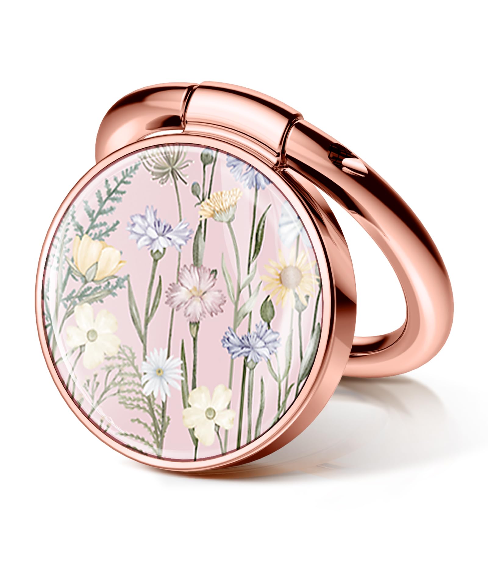 Gviewin Floral Cell Phone Ring Holder, Metal Kickstand Grip For Magnetic Car Mount Compatible With Iphone 16 Pro Max/Plus/14/13