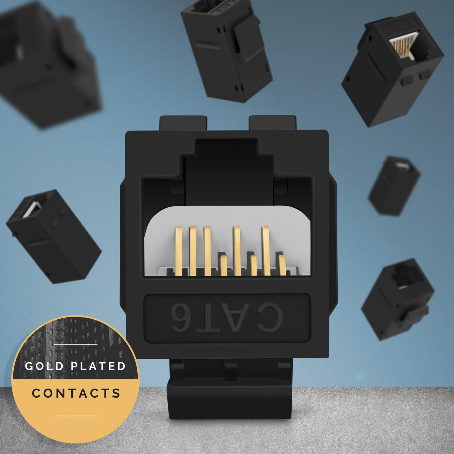 Everest Media Solutions Rj45 Cat6 Keystone Coupler In Black   24 Pack   Female To Female Ethernet Keystone Jack For Standard Wal