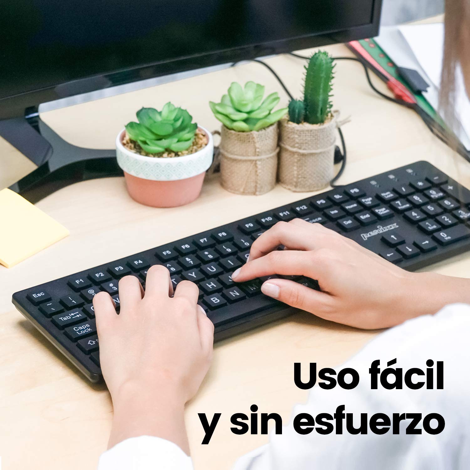 Perixx Periboard 317Es Es Un Teclado Con Cable Y Retroiluminado Led, Letras Impresas En Grande Con Iluminaci  N Blanca, Teclado