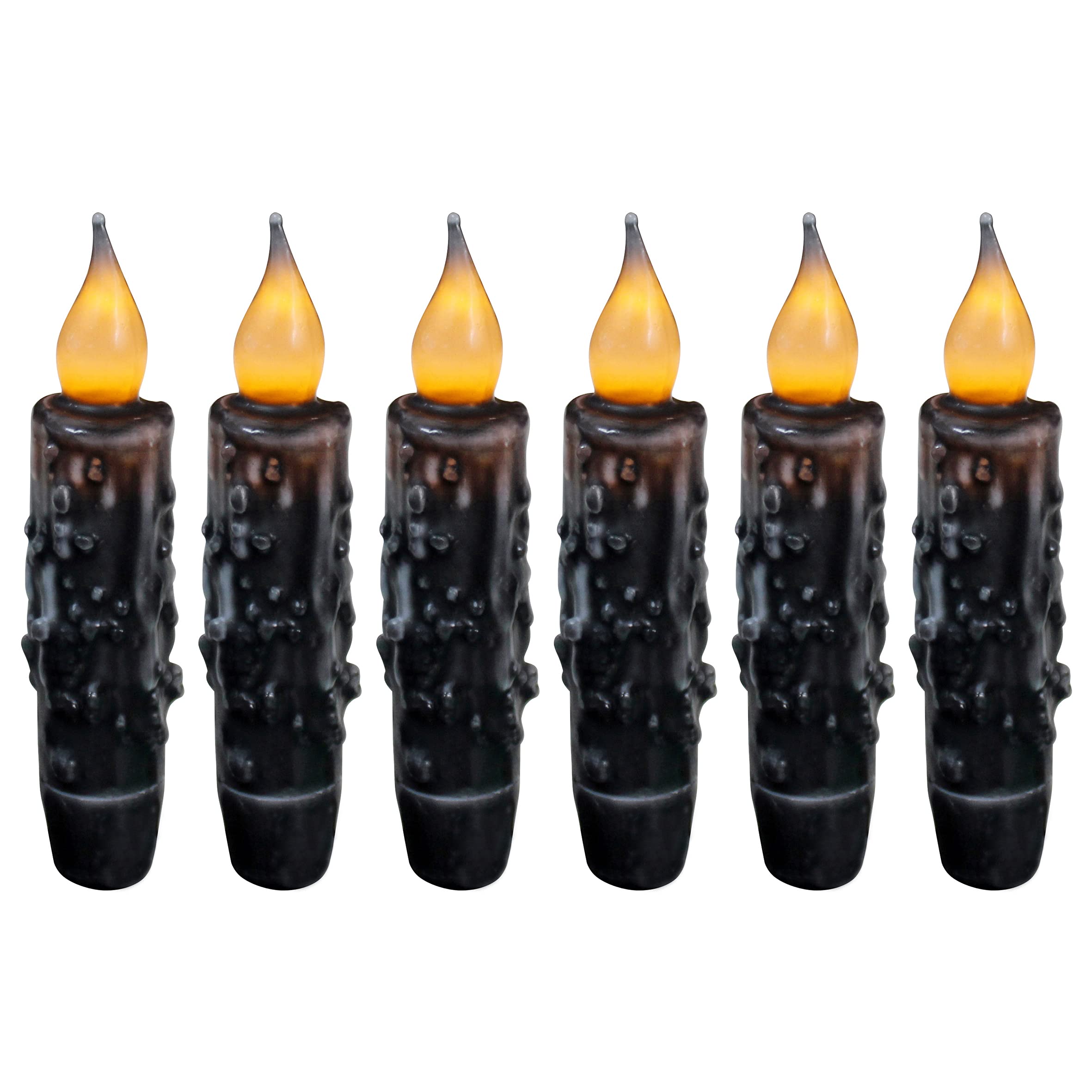 Cvhomedeco. Real Wax Hand Dipped Battery Operated Led Timer Taper Candles Rustic Primitive Flameless Lights D?Or, 4 3/4 Inch, Ma