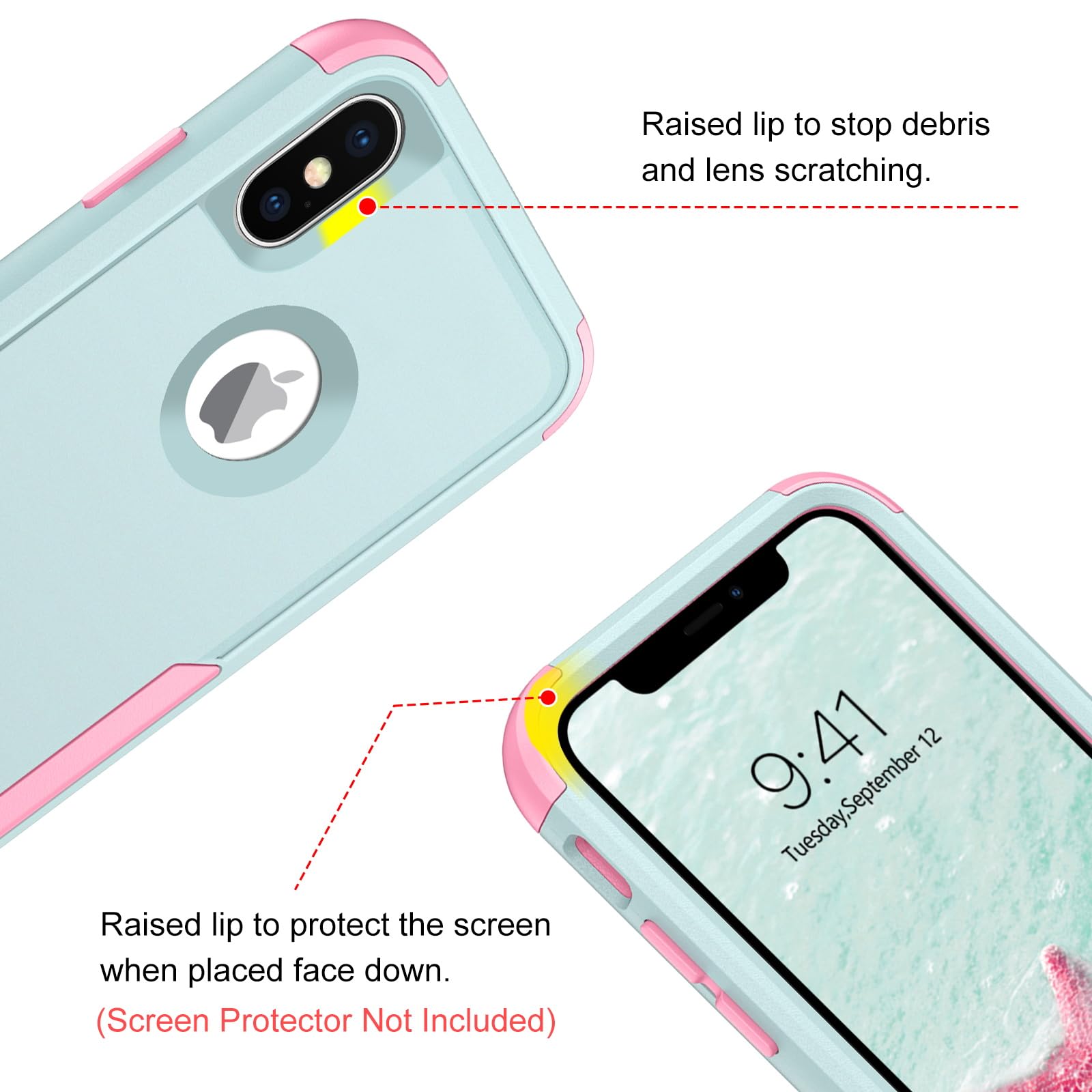 Bentoben For Iphone X Case, Iphone Xs Case, 3 In 1 Heavy Duty Rugged Hybrid Hard Pc Soft Tpu Bumper Shockproof Non Slip Protecti