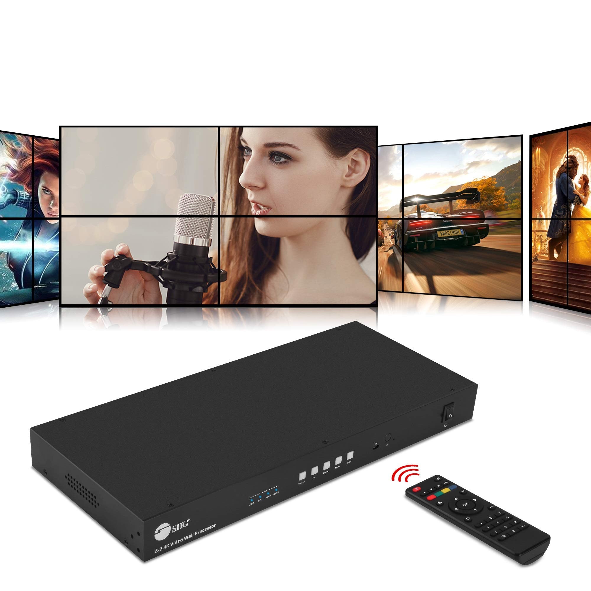 SIIG AC CEH26E11S1 2x2 4K Video Wall Processor with USBC DVI HDMI Input
