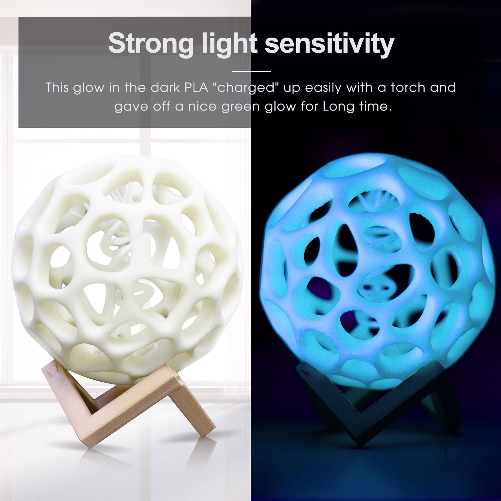 Isanmate 3D Printer Filament, Pla Filament Glow In The Dark Blue, 1.75Mm 3D Printing Filament, Dimensional Accuracy +/  0.03 Mm,