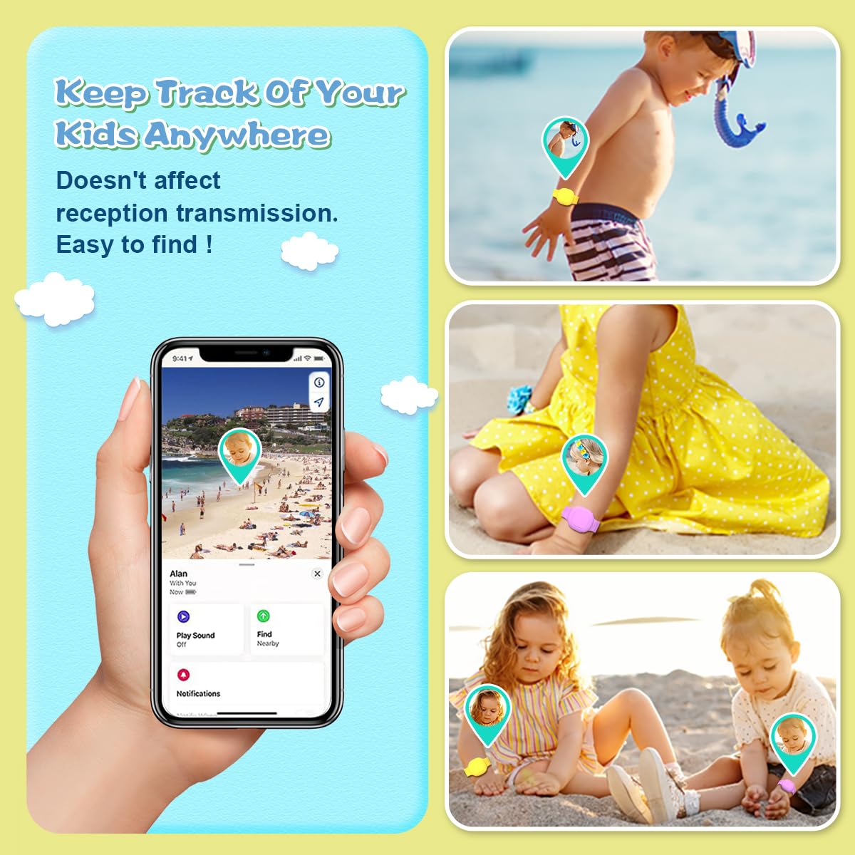 [2 Pack] Silicone Case For Tile Mate Waterproof, Kids Bracelet Tile Mate Holder Case Cover Compatible With Tile Mate (2022), Adjustable Hidden Tile Mate Bracelet For Kids/Teen/Elderly (Purple+Yellow)