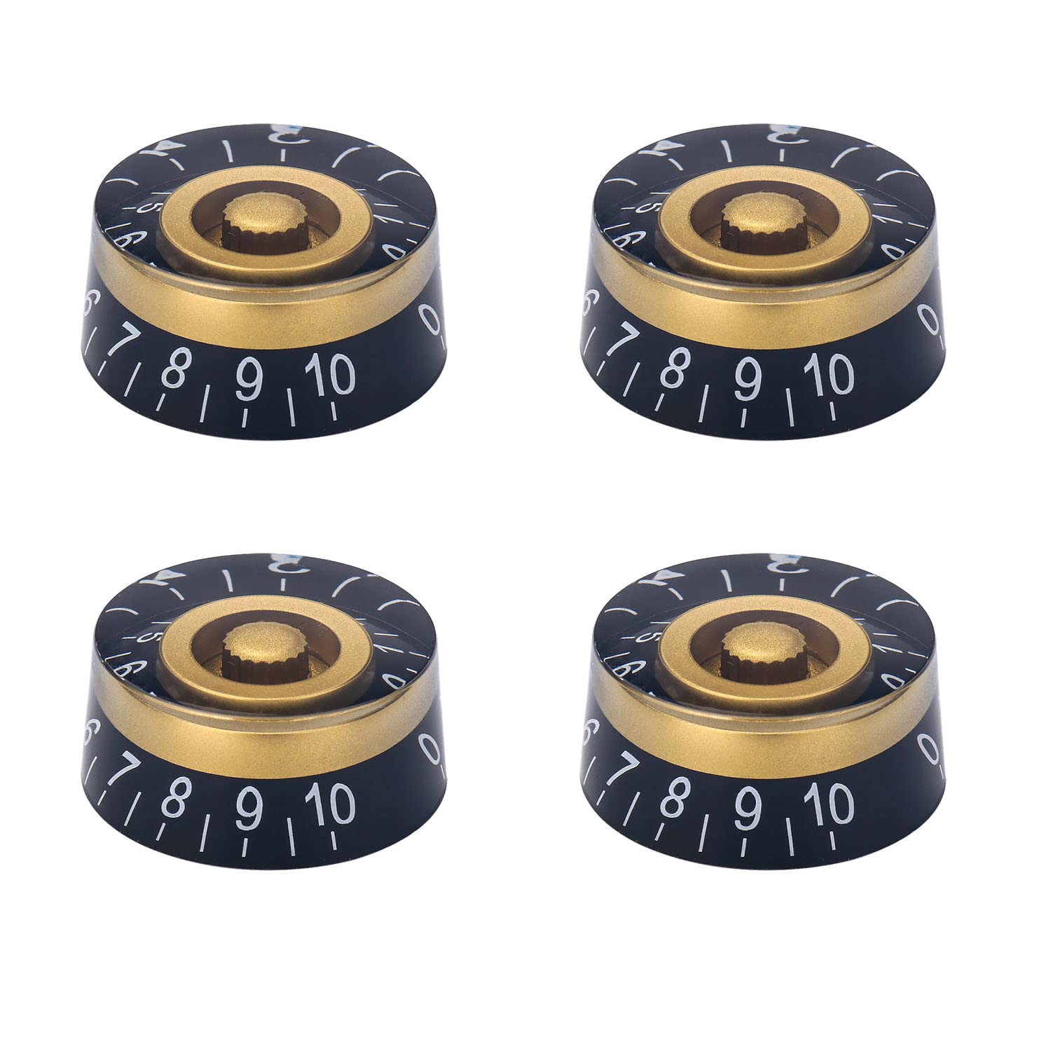 Xiyangjuan 4Pcs Electric Guitar Knobs Gold Black Speed Volume Tone Control Knobs For Les Paul Strat Style Guitar Bass Parts Repl