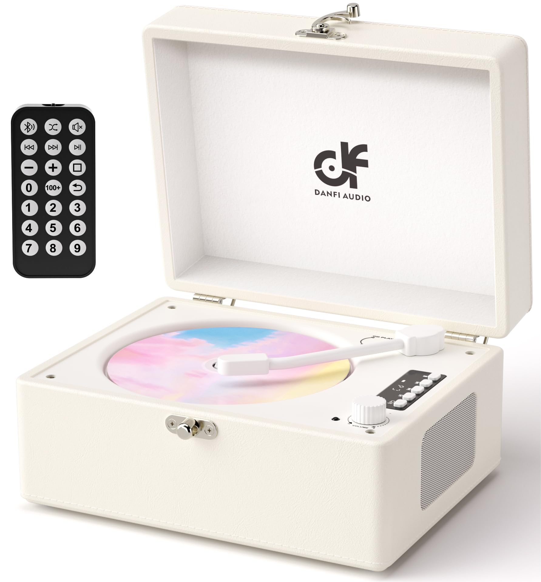Cd Player Retro With Upgraded Speakers Bluetooth In/Out Rechargeable Portable Cd Player For Home With Led Screen Boombox Usb Type C Creamy White