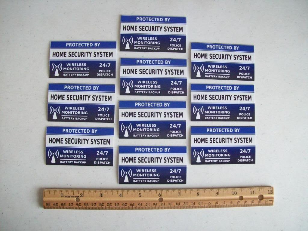 10 Home Security System Window Decals Stickers   Stock # 713