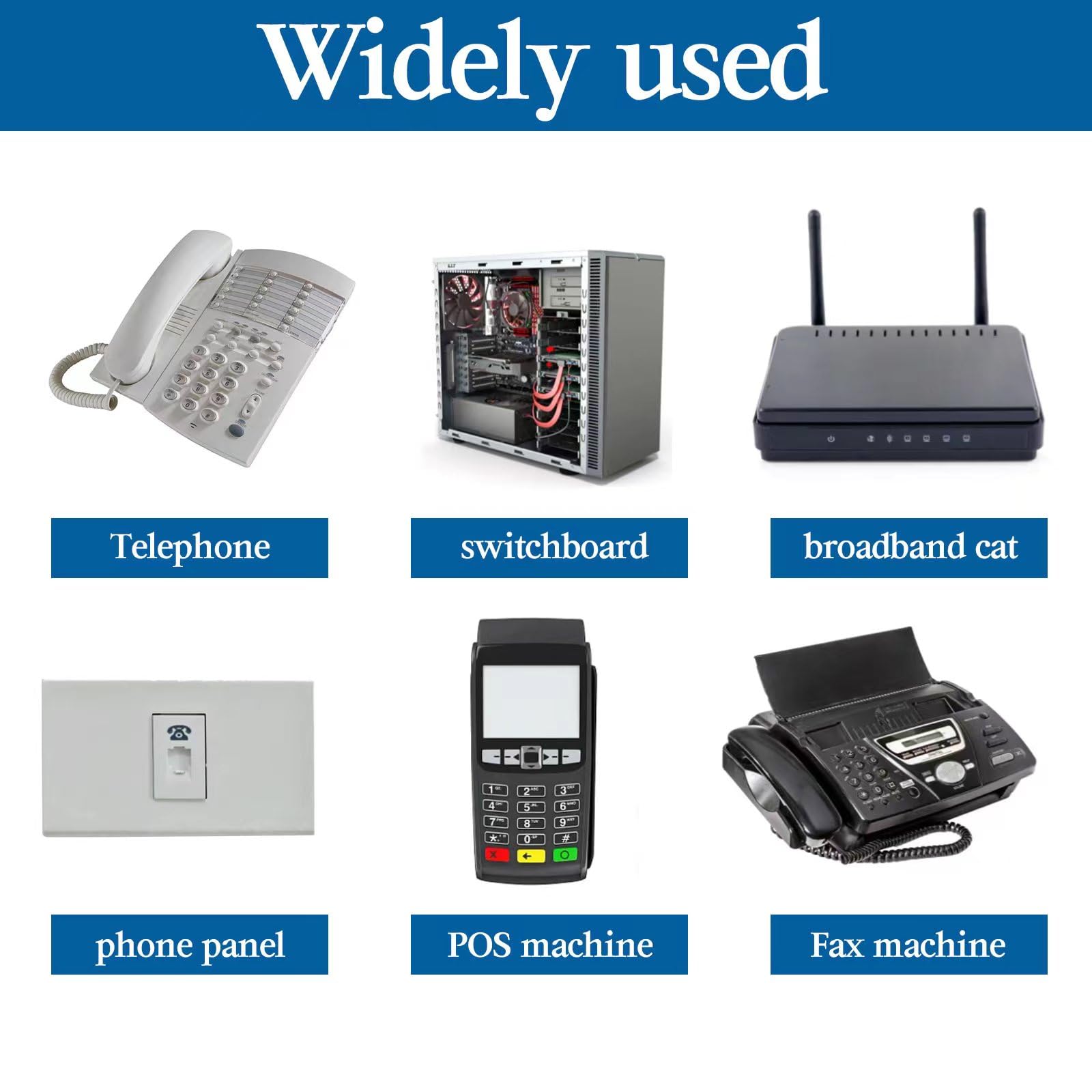 Seefeful Rj12 Cable Phone Cord Rj12 6P6C Male To Male Straight Wired For Both Data And Voice Use Black (3 Ft / 3 Pack)