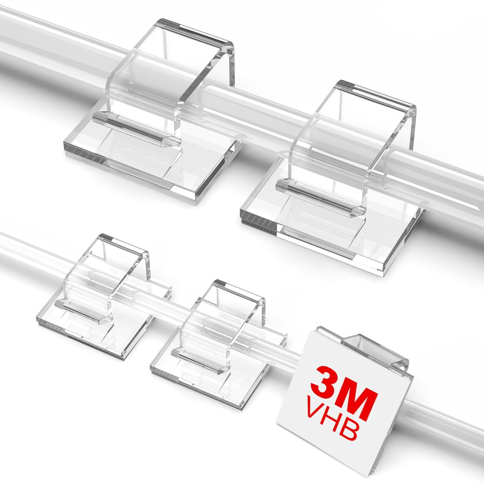 100 Pcs Outdoor Light Clips Clear (Small & Large), Adhesive Cable Clips For Wall Wire Holder Cable Management Cord Organizer, Ch