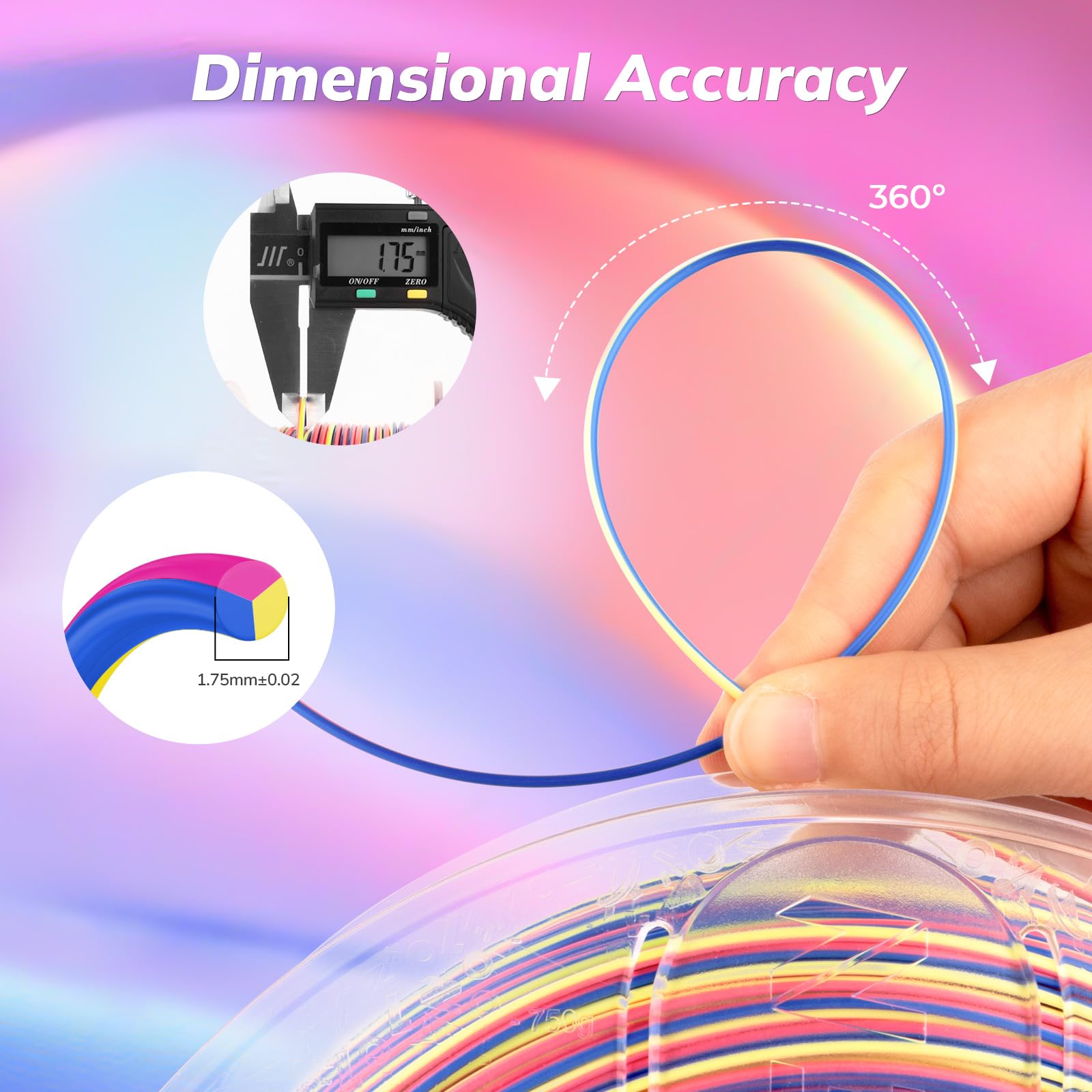 Amolen Silk Pla 3D Printer Filament, Shiny Multicolor Berry Pop Rainbow Pla Filament 1.75Mm, Fast Color Change Pla 3D Printing F