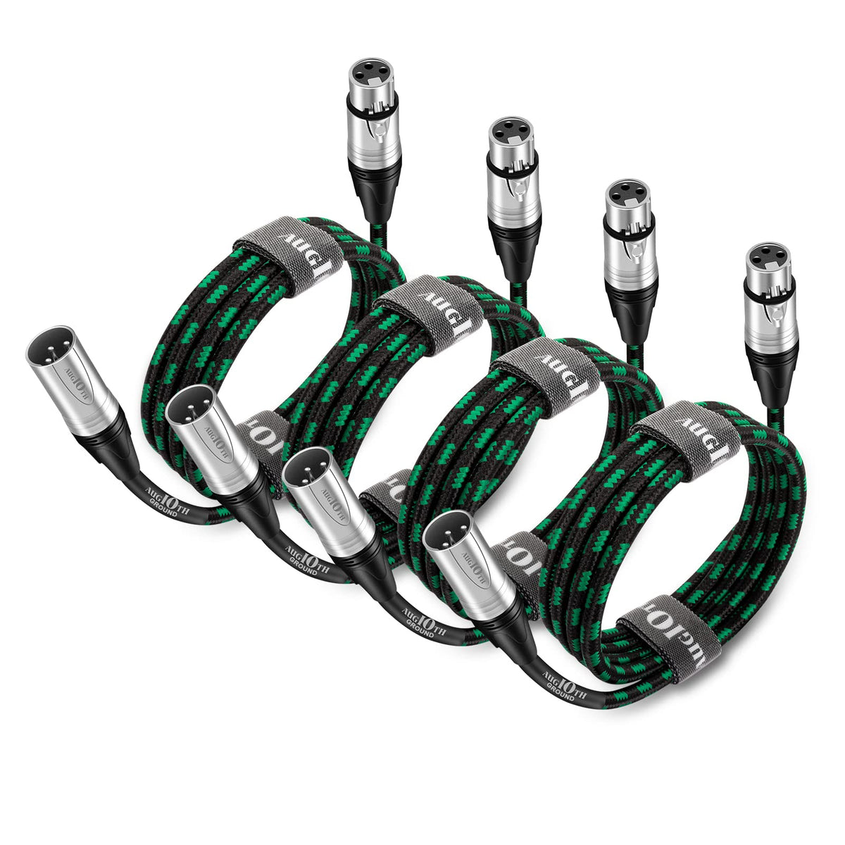 Augioth Xlr To Xlr Pro Mic Cable 15 Ft 4 Pack Male To Female Xlr Cable 3 Pin Green Balanced Shielded Microphone Cable For Amplif