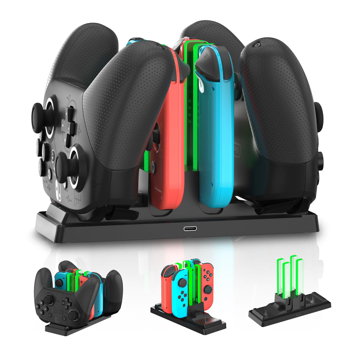 Controller Charger Dock For Nintendo Switch, 6 In 1 Charging Station For Nintendo Switch Joy Con Controllers And Pro Controllers