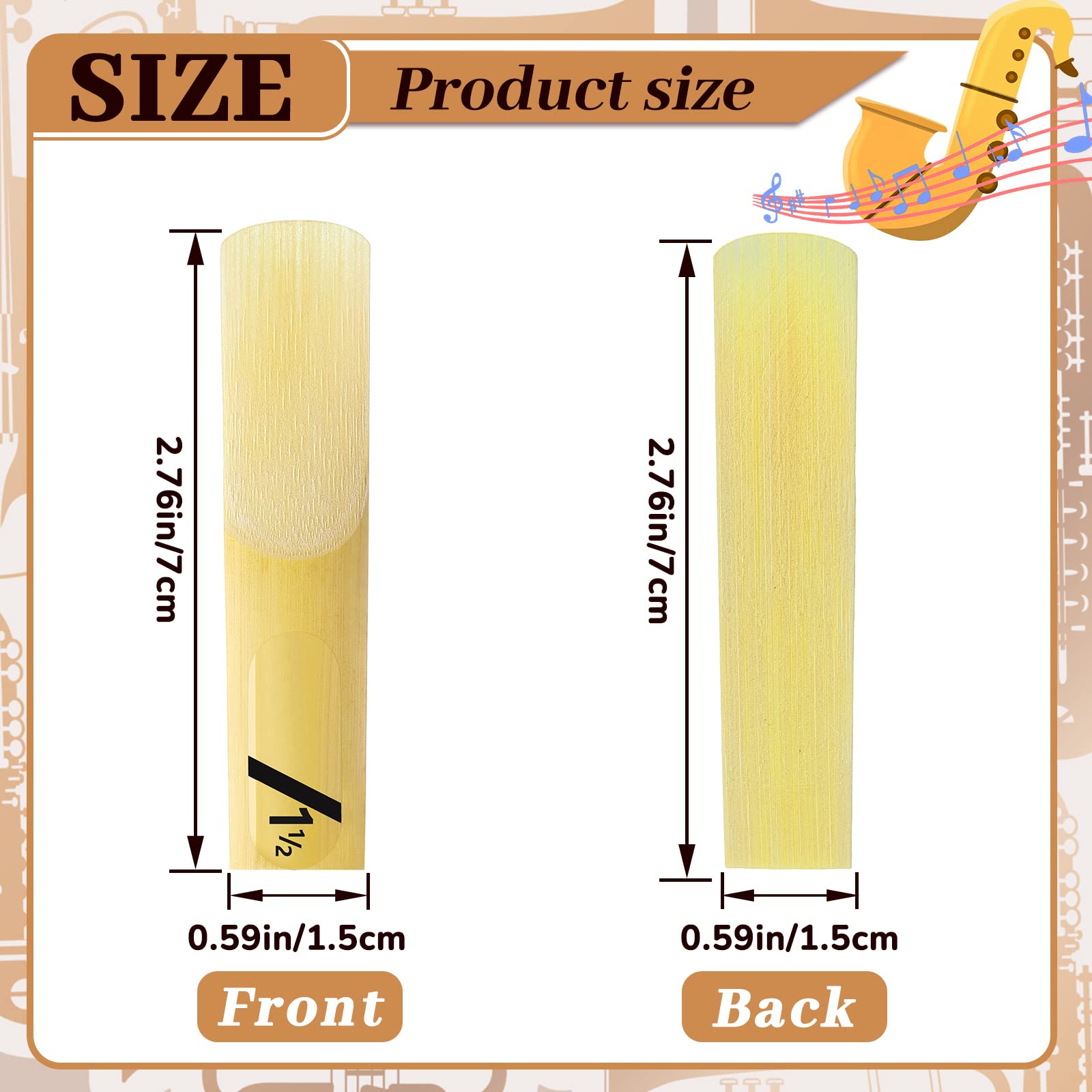 Yeshone 20 Pieces Alto Saxophone Sax Reeds Bamboo Saxophone Reeds With Individual Case For Clarinet Soprano Or Alto Sax,1.5 In S