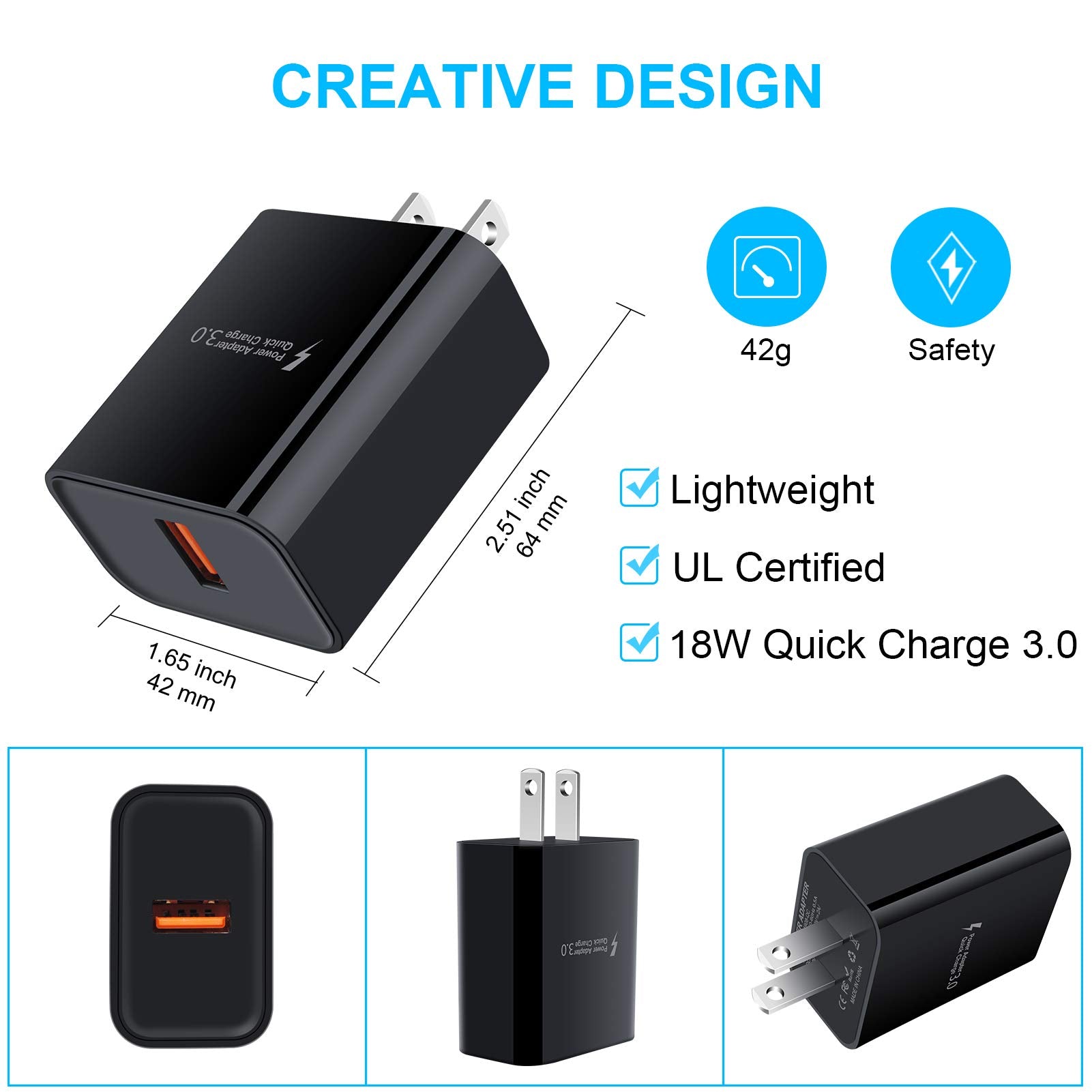 Quick Charge 3.0 Wall Charger Fast Charging Block For Samsung Galaxy S23 S22 S21 S20 Fe S10E S9 S8 Note 20 Ultra A14 A13 A53 5G