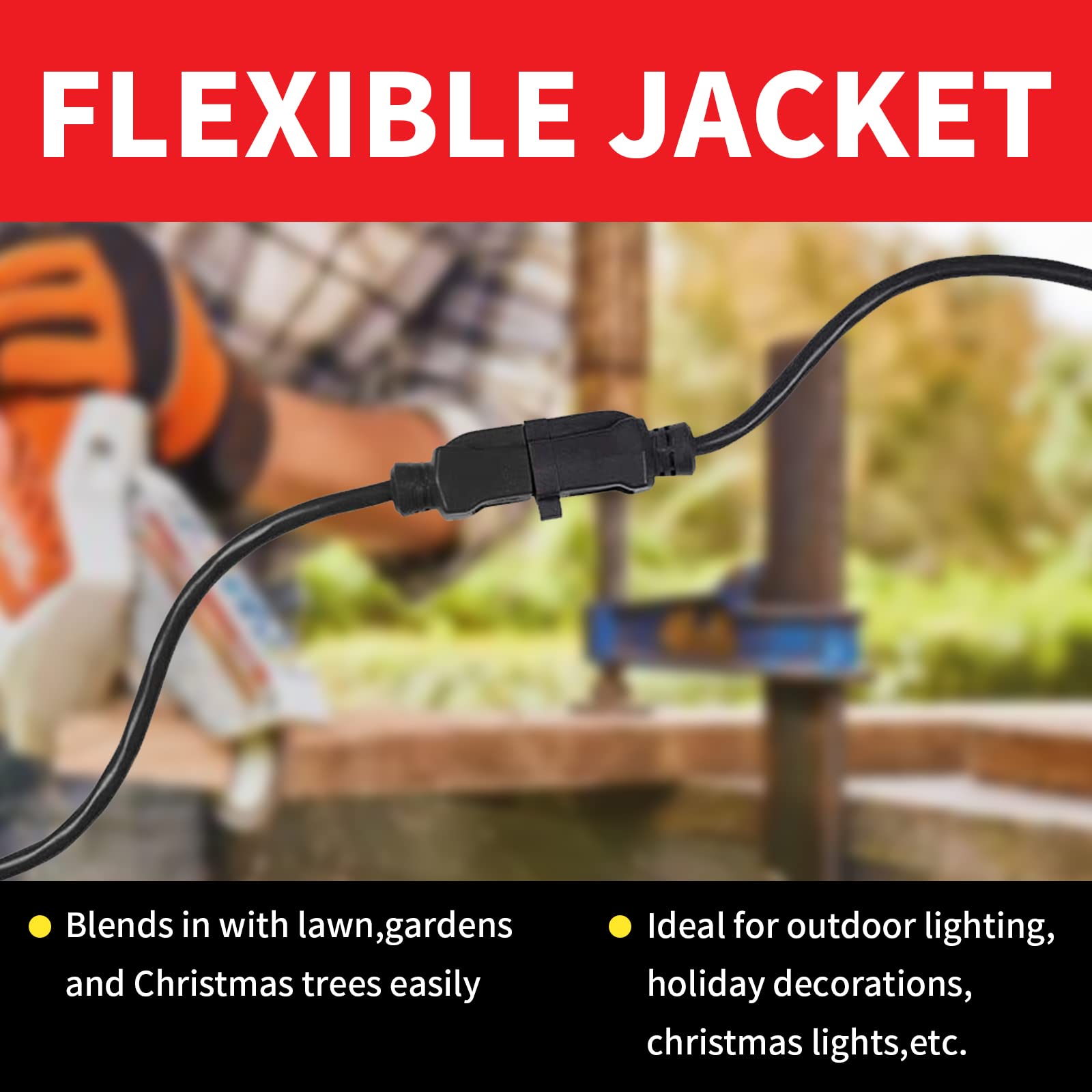 Ep 6 Ft Outdoor Extension Cord   12/3 Sjtw Heavy Duty Black Extension Cable With 3 Prong Grounded Plug   Power Cord For Lawn, Ga