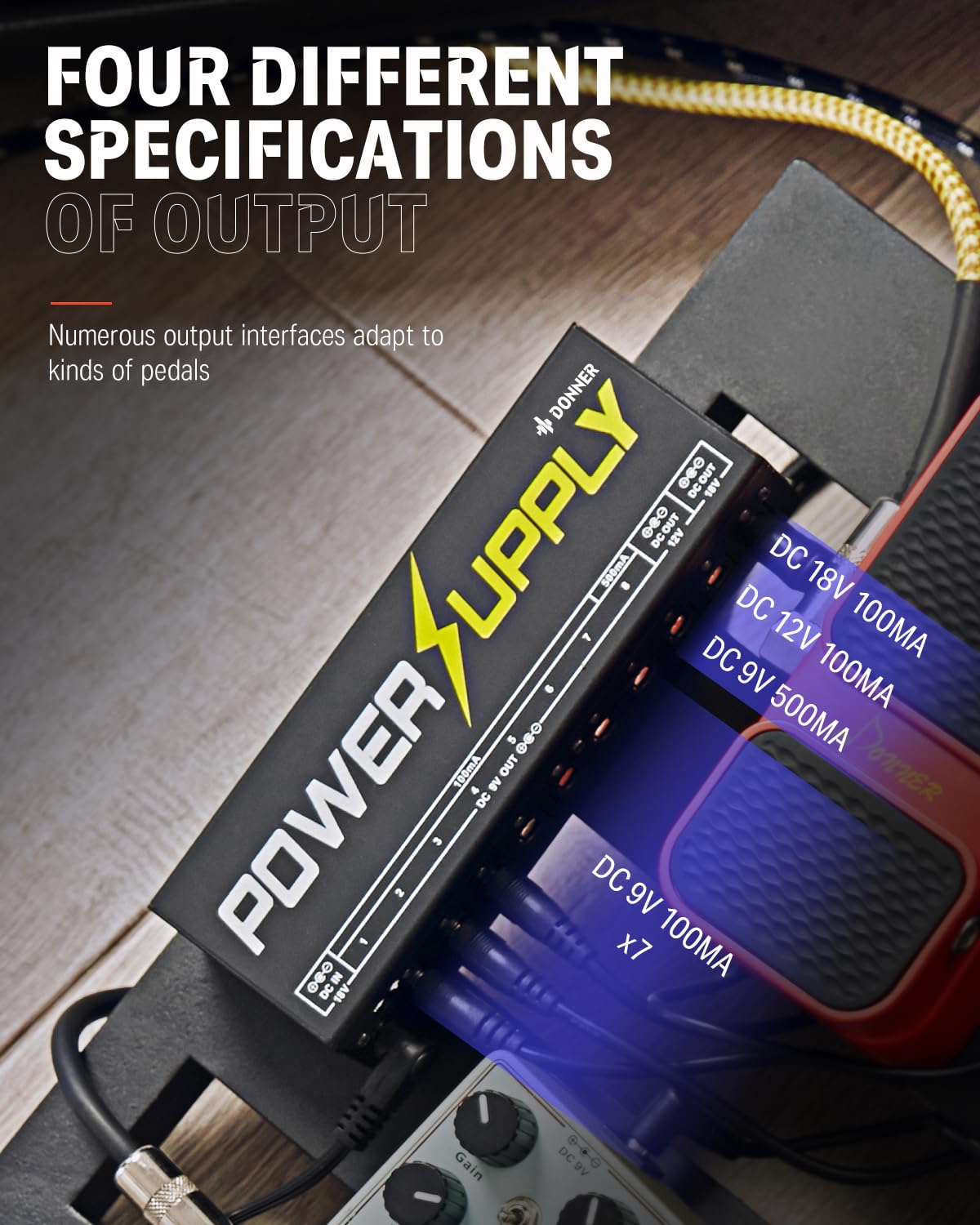 Donner Dp 1 Guitar Power Supply 10 Isolated Dc Output For 9V/12V/18V Effect Pedal