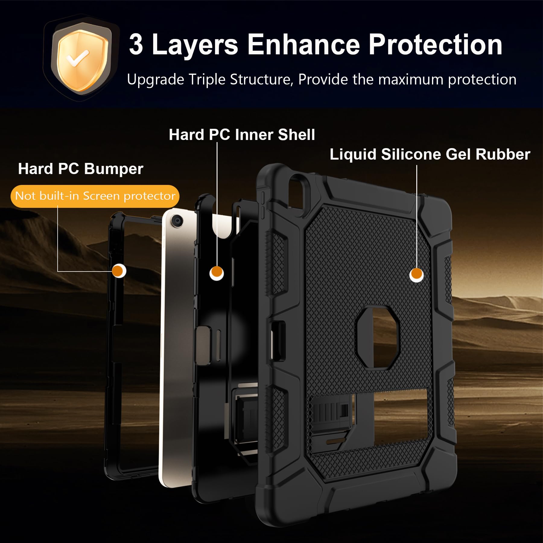 Rantice Ipad Air 13 Inch Case, Hybrid Shockproof Rugged Drop Protective Case With Kickstand & Pencil Holder For Ipad Air 13 Inch