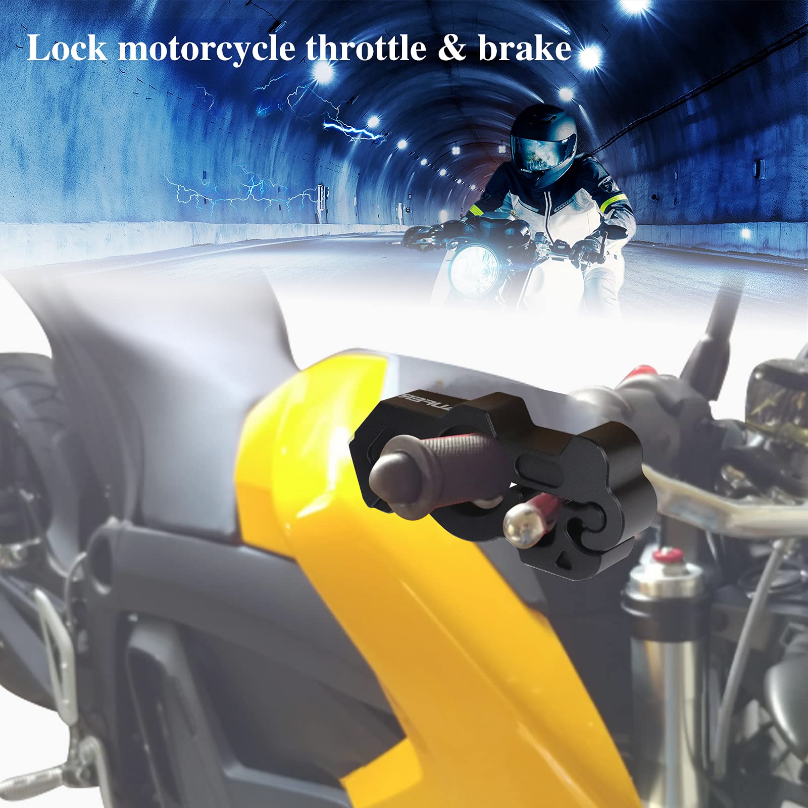 Aufer Universal Heavy Duty Motorcycle Grip Lock Handlebar Lock Throttle Lock Anti Theft Brake Lever Locking Compatible With For