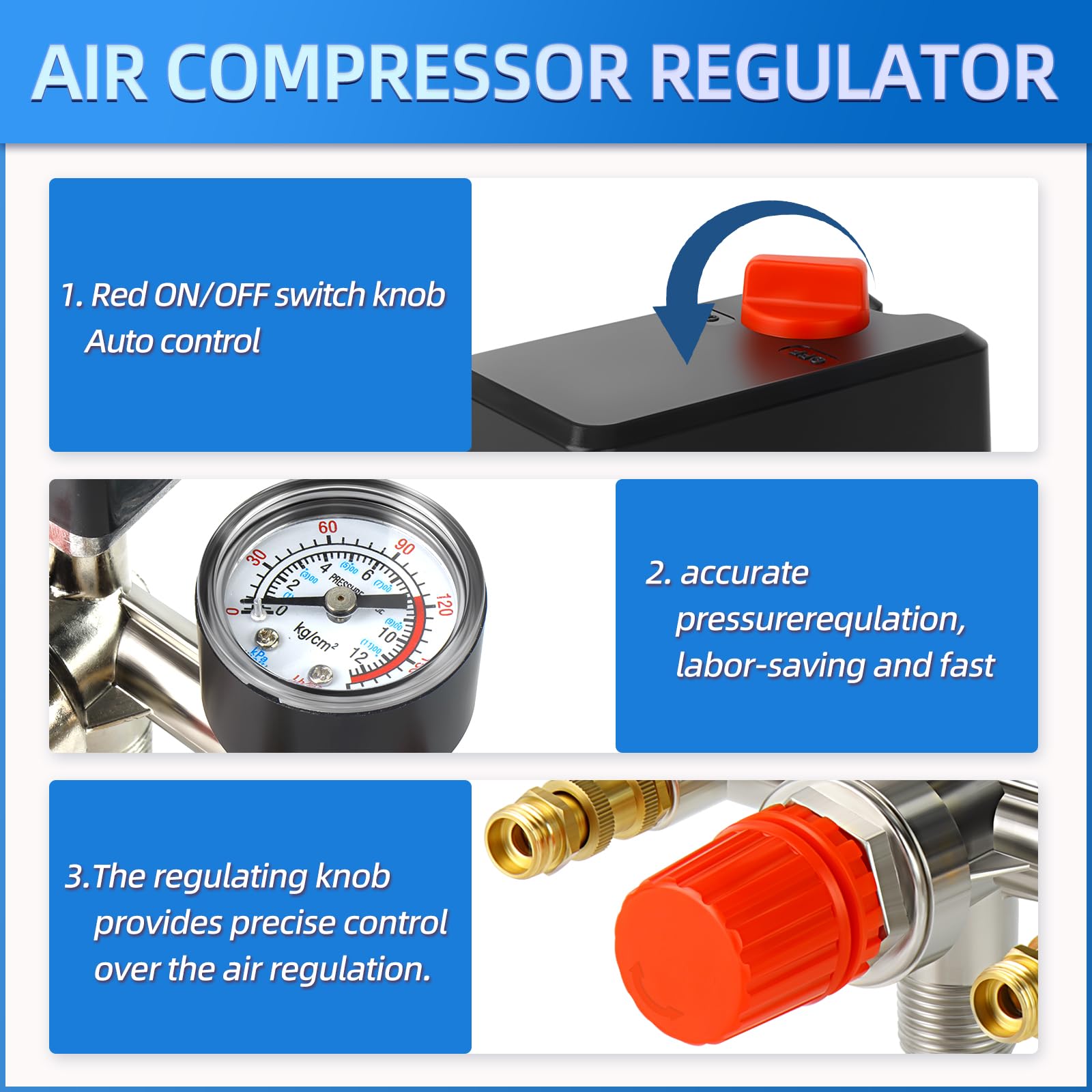 Meanlin Measure Air Compressor Pressure Switch Control Valve 120 150 Psi 110V 240V 1 Way Replacement Parts With 0 180 Pressure G