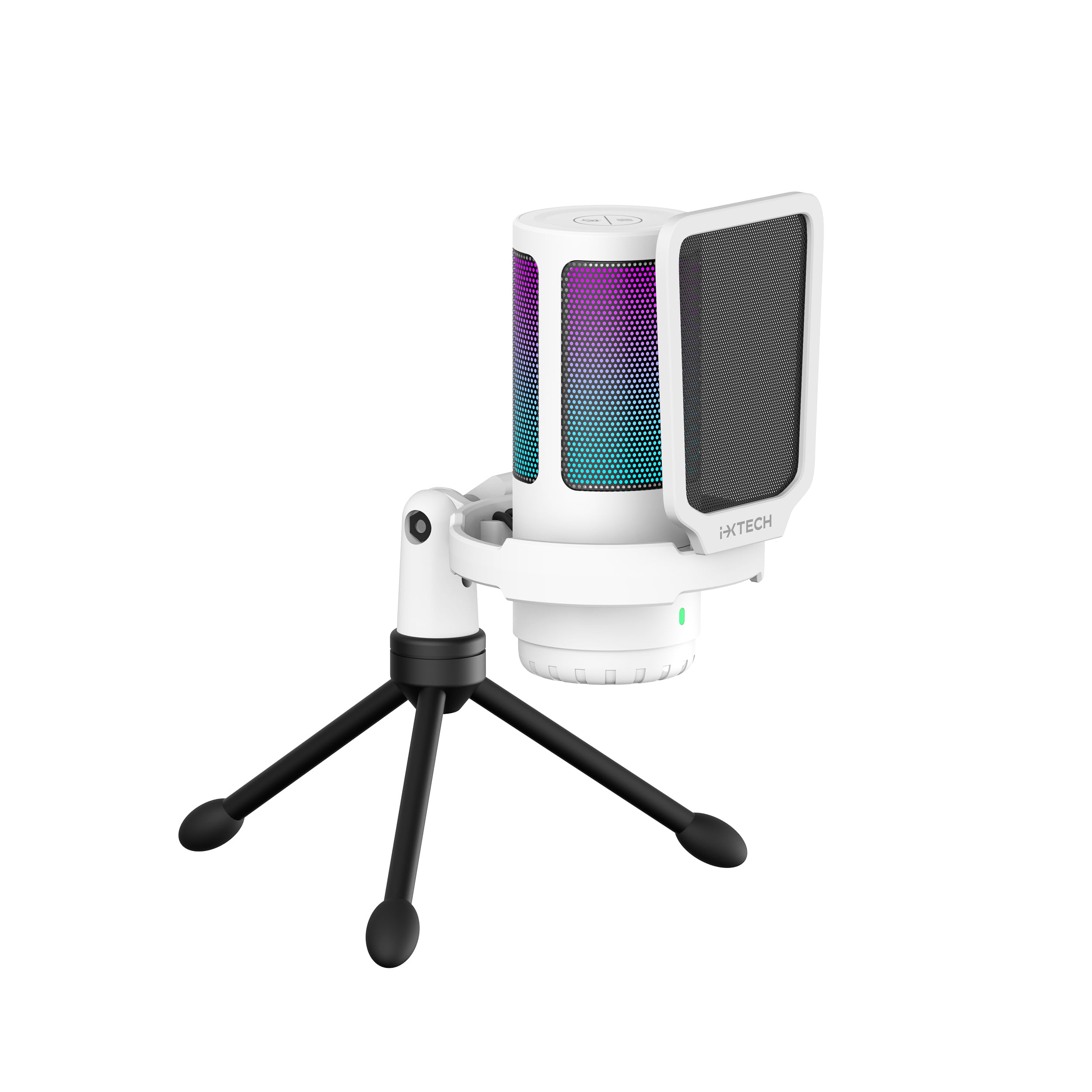 Ixtech Usb Gaming Microphone For Pc, Rgb Condenser Microphone With Tripod Stand, Pop Filter, Rotate Gain Button, And Quick Mute,