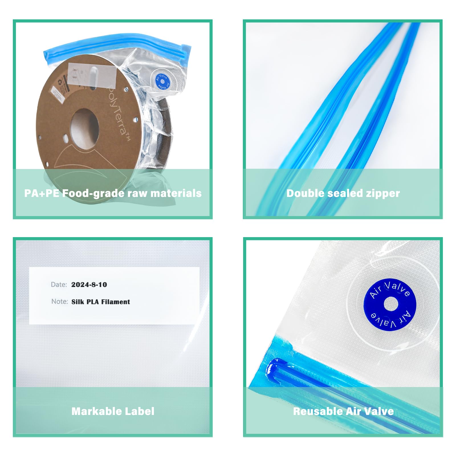 Ajoyib 3D Printer Filament Storage Kit 10Pcs Vacuum Storage Sealing Bags With Desiccants Moisture Proof Filament Dry 30 * 34Cm