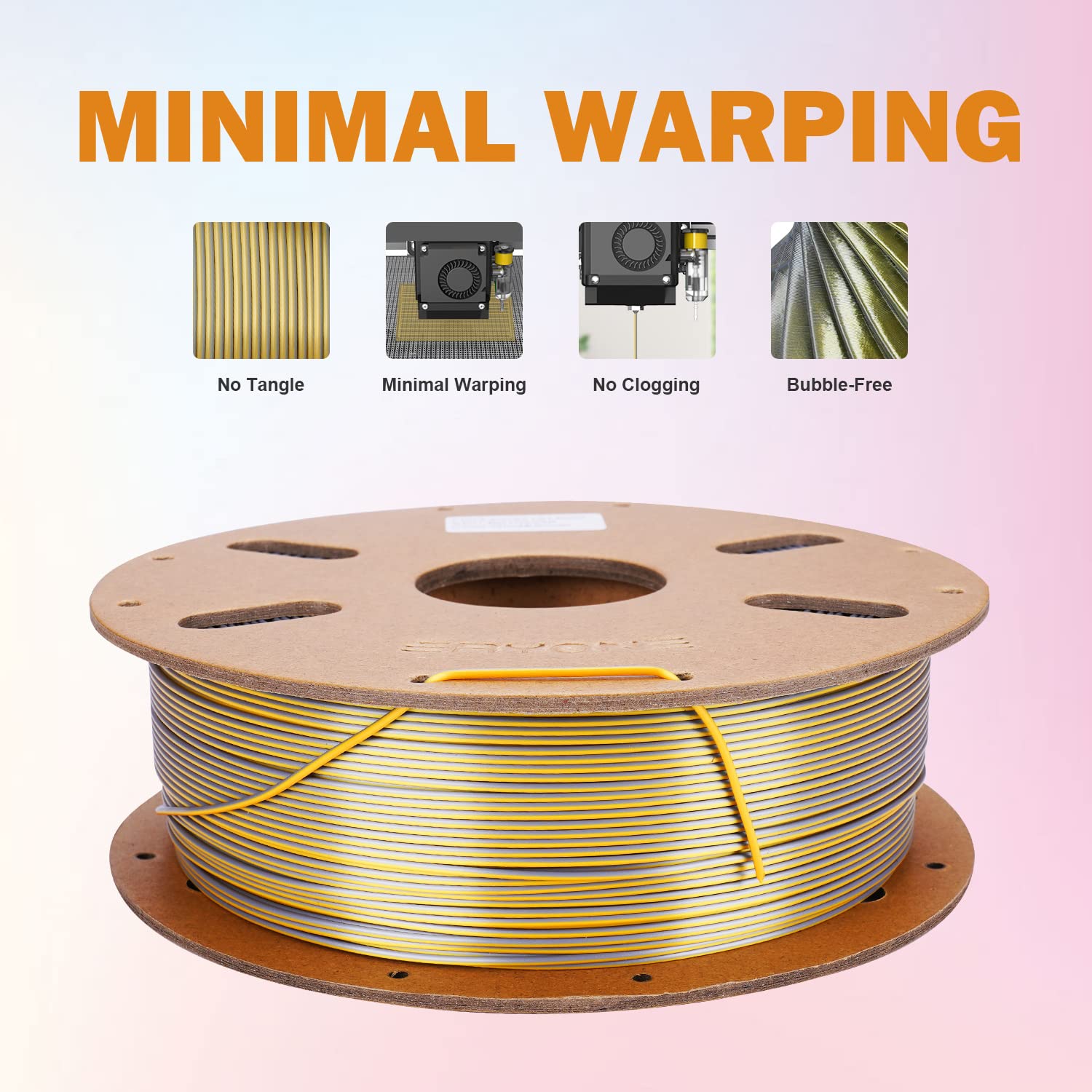 Eryone Silk Dual Color Filament Pla 3D Printer 1.75Mm +/  0.03Mm, Coextrusion Filament Pla Shiny Filament 1Kg(2.2Lbs), Gold Silv