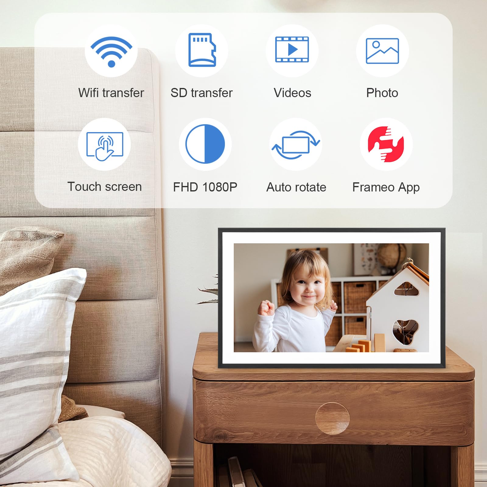 Digital Picture Frame 32G Wifi   15.6 Inch Digital Photo Frame With 1920 * 1080 Ips Fhd Touch Screen. Auto Rotate Electronic Pic