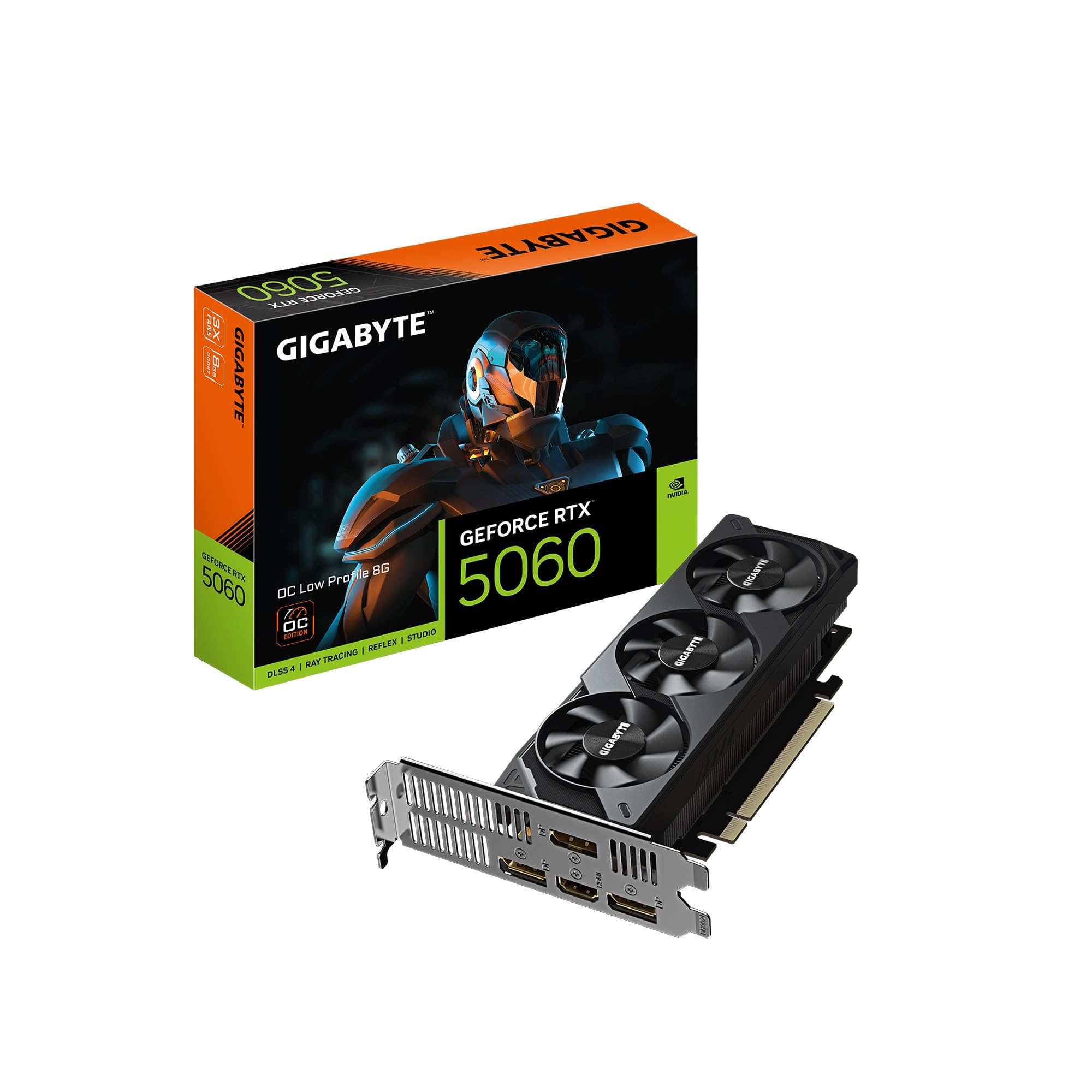 GIGABYTE GeForce RTX 5060 OC Low Profile 8G Graphics Card, by NVIDIA, 8GB 128-bit GDDR7, PCIe 5.0, Supports up to 4 displays, Di