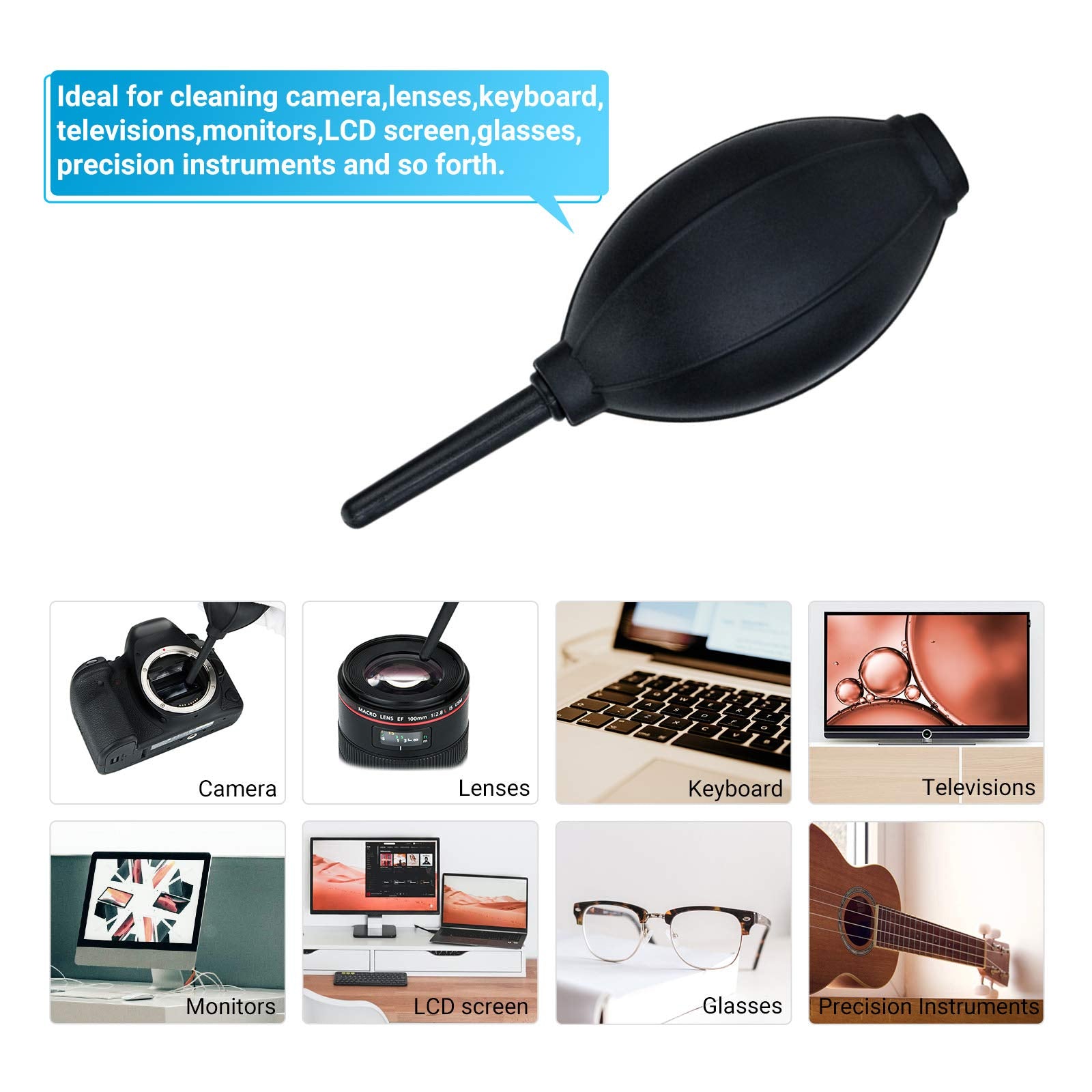 Soft Tip Silicone Super Air Blower Blaster Pump Dust Cleaner Include Micro Fiber Cleaning Cloth, Bulb Blower For Digital Slr Len