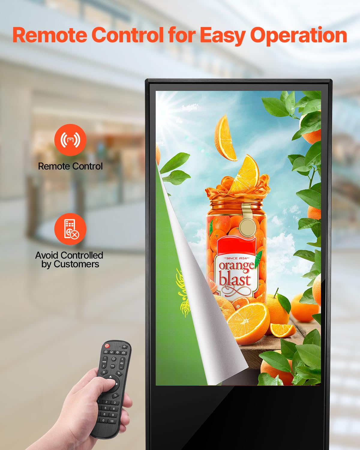 Vevor 43 Inch Digital Signage Display, Non-Touchscreen Digital Kiosk, Indoor Floor Standing Kiosk Display, 2K Uhd Lcd Screen, 2G