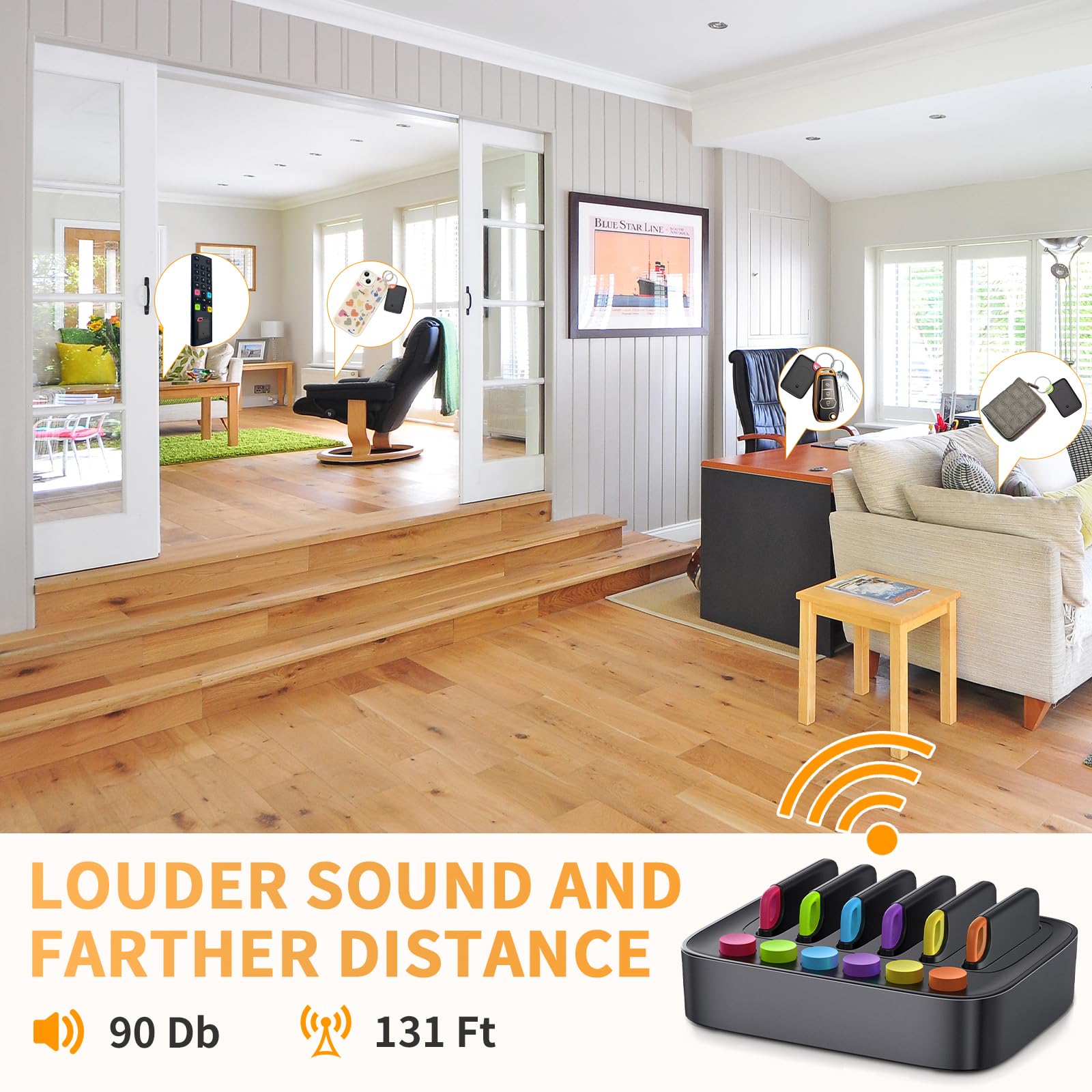 Key Finder Stick On Remote Finder Beeper 6 Pack Rf Wireless Tv Remote Control Finder, Key Finders Locator With Sound That Make N