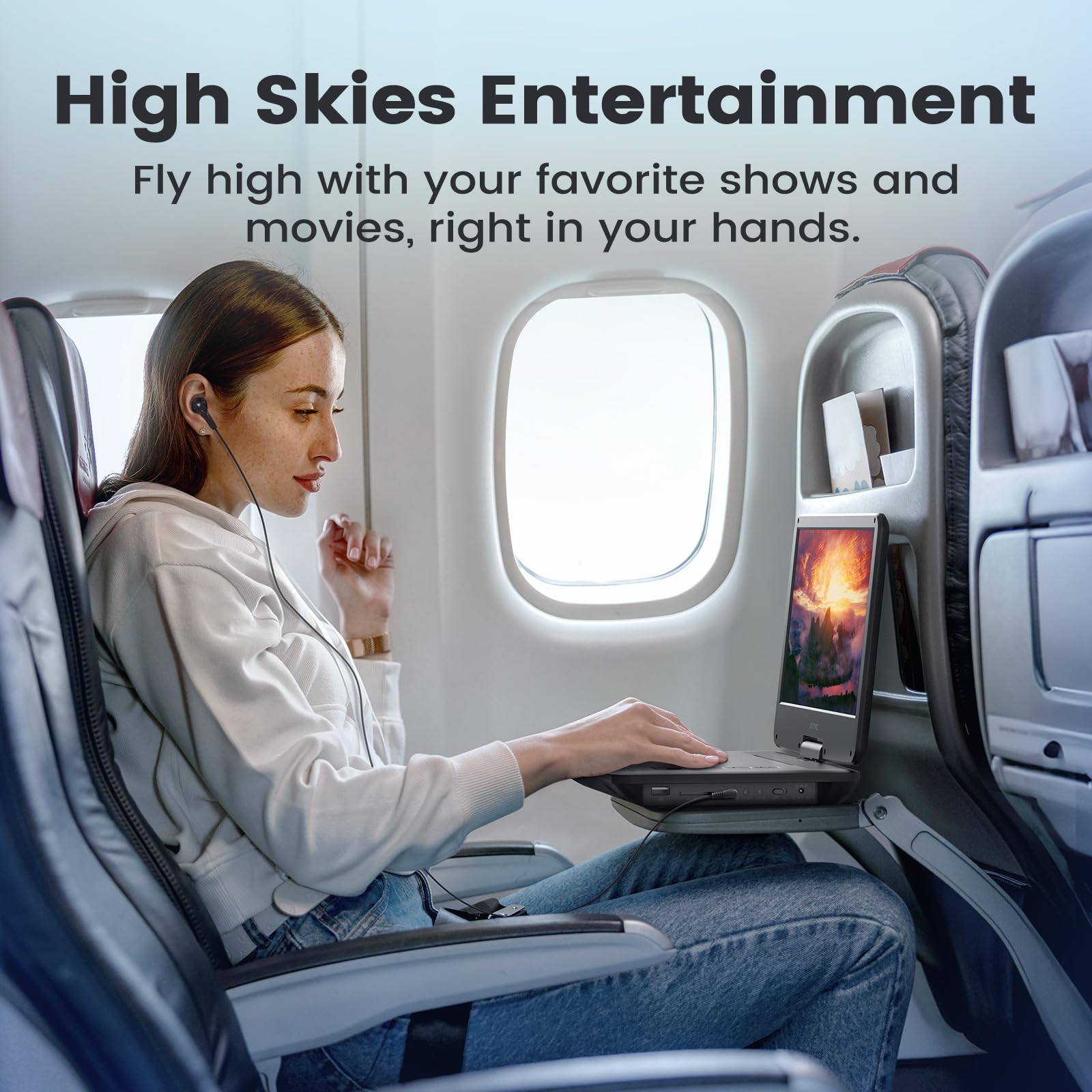 Otic 13'' Portable Dvd Player With 11.6'' Swivel Display Screen, Dvd Player For Car, 5 Hour Working Time With Built In Battery,