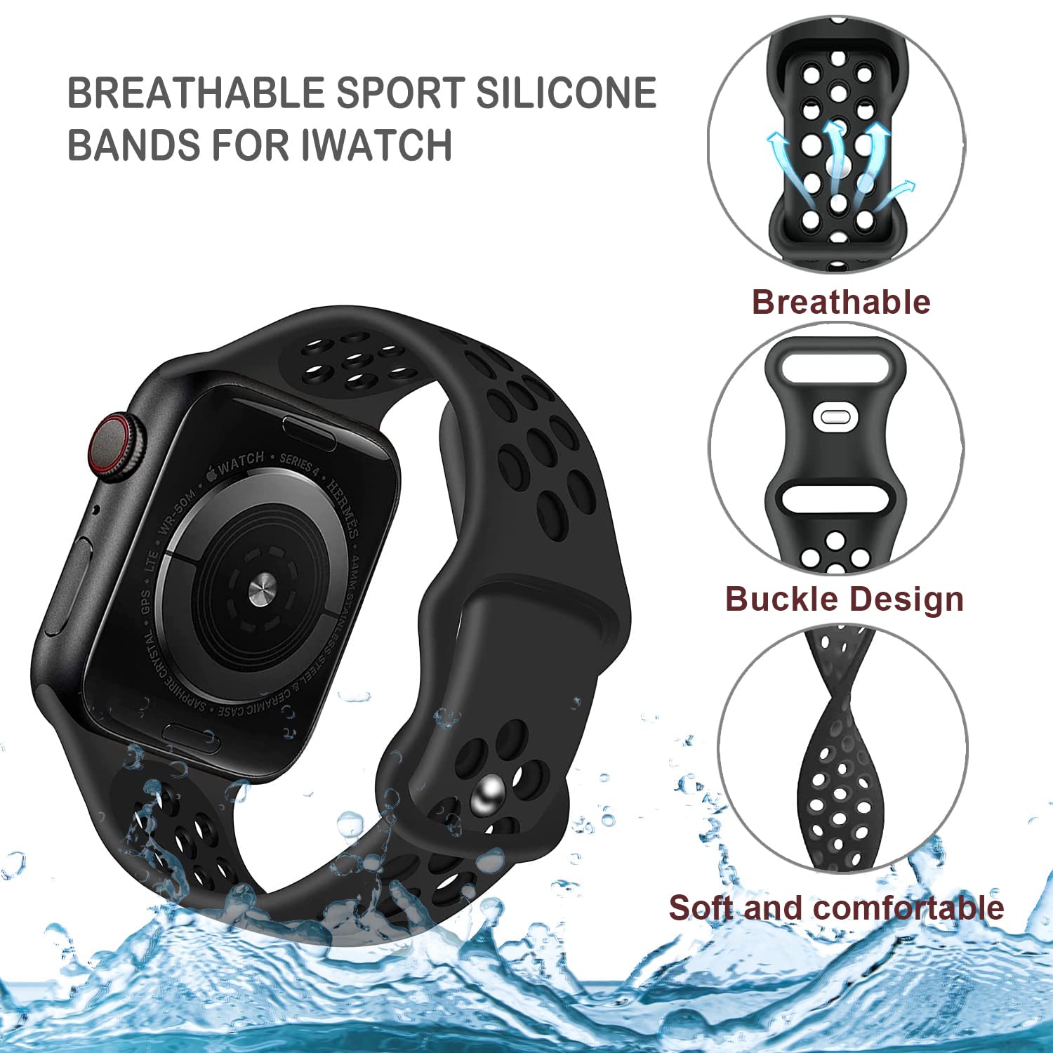 Newjourney Compatible With Kids Apple Watch Band 38Mm 40Mm 41Mm & 42Mm 44Mm 45Mm For Boys Girls, Breathable Soft Silicone Sport