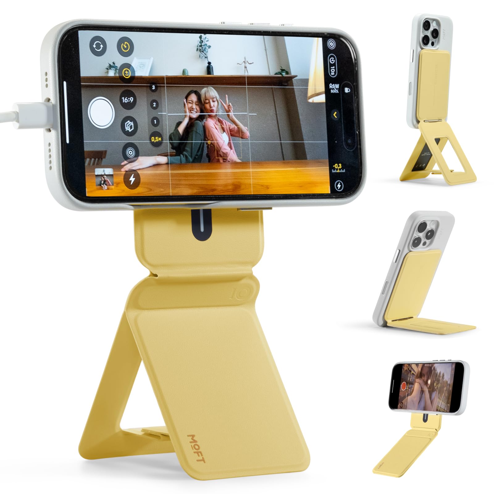 MOFT Phone Tripod Stand Selfie Stick for iPhone, Multi-Angles iPhone Stand, Lightweight & Portable Phone Holder, Strong Magnets,