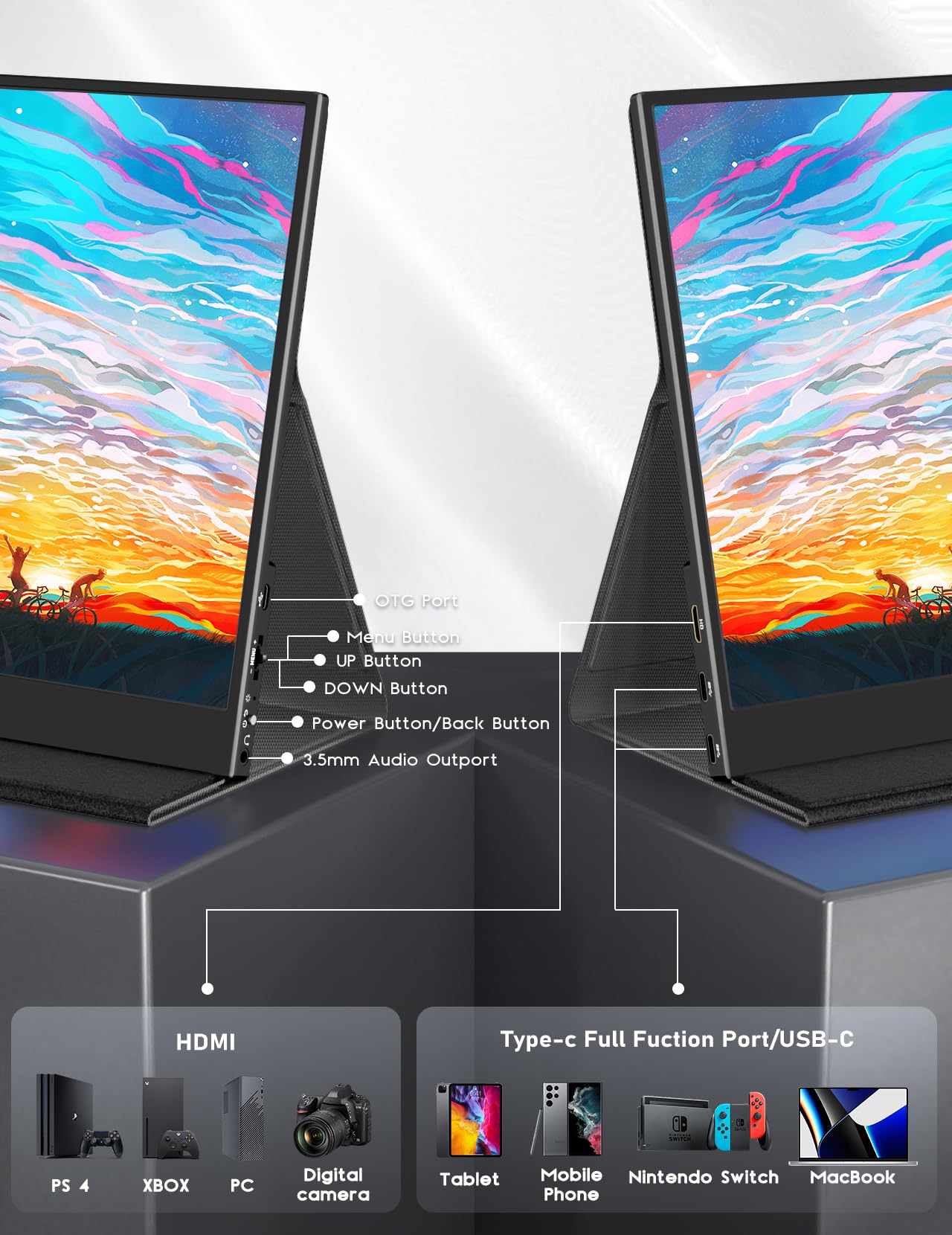 Keeptime 4K Portable Monitor 13.3'' 3840 X 2160 Uhd Usb C Hdmi Laptop Monitor, 100% Srgb Ips Computer Gaming Display Hdr Travel