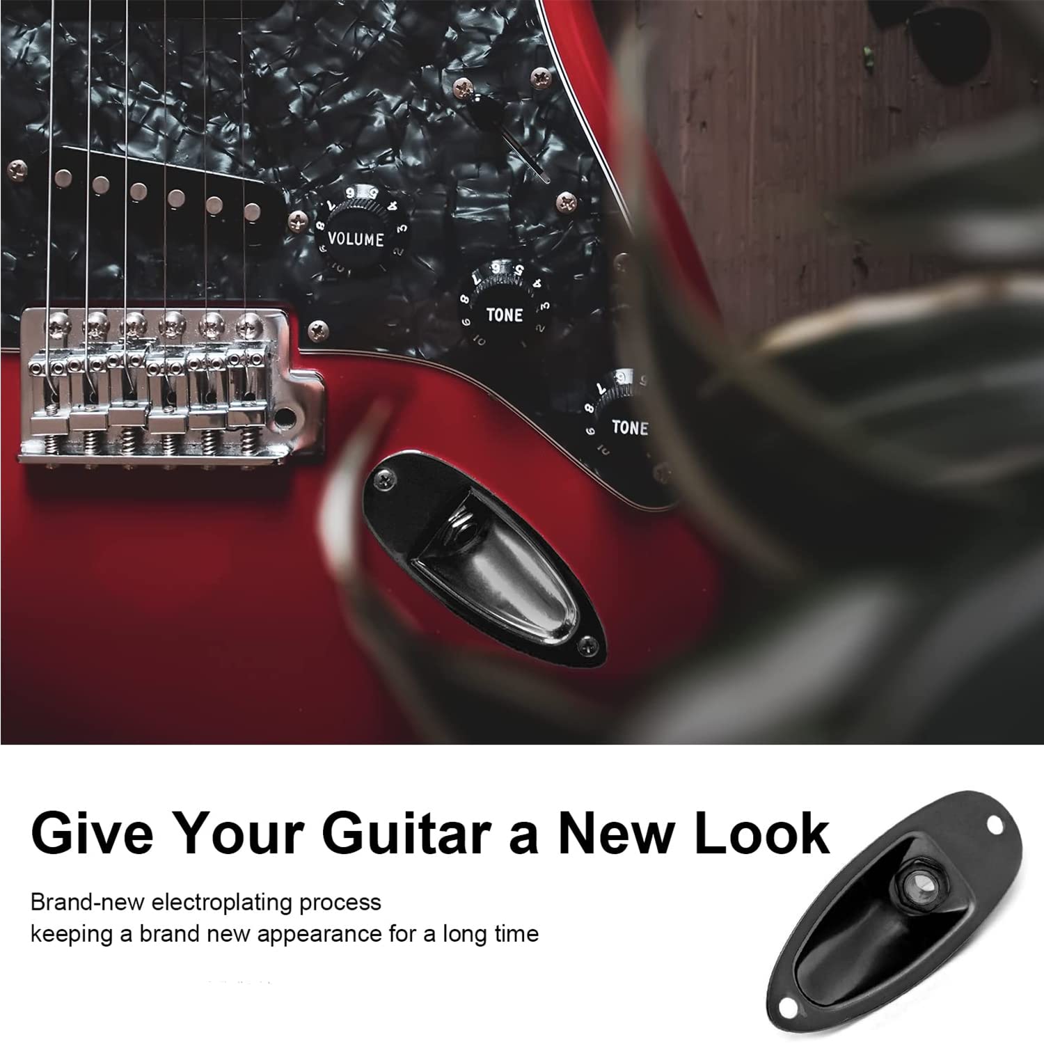 Harpfeas Guitar Input Jack Socket Plate Output Loaded Boat Style 1/4 Inch For Fender Stratocaster Strat St Mono Electric Guitar