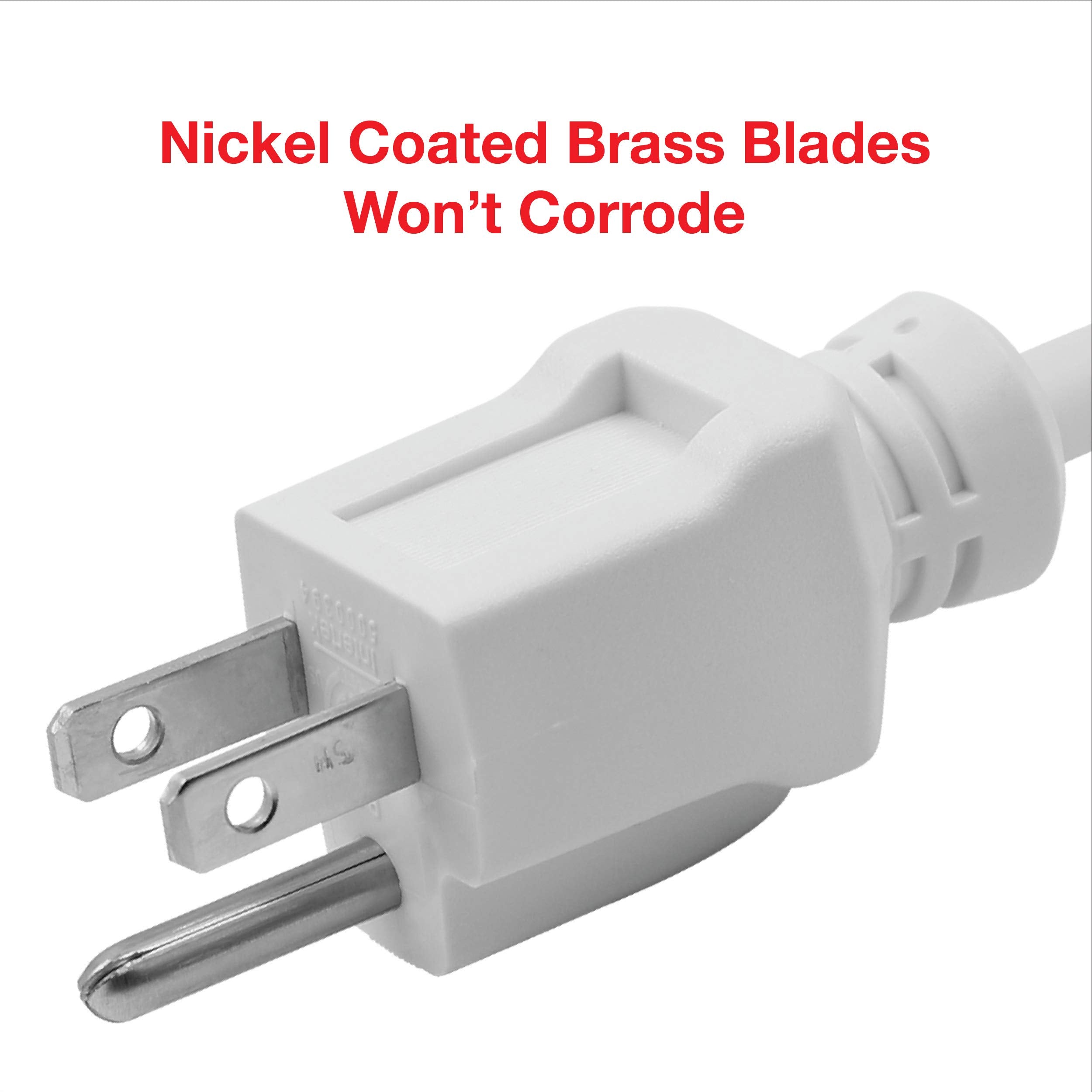 Clear Power 15 Ft (2 Pack) Indoor/Outdoor Extension Cord 16/3 Sjtw, White, Water, Weather Resistant & Flame Retardant, 3 Prong G
