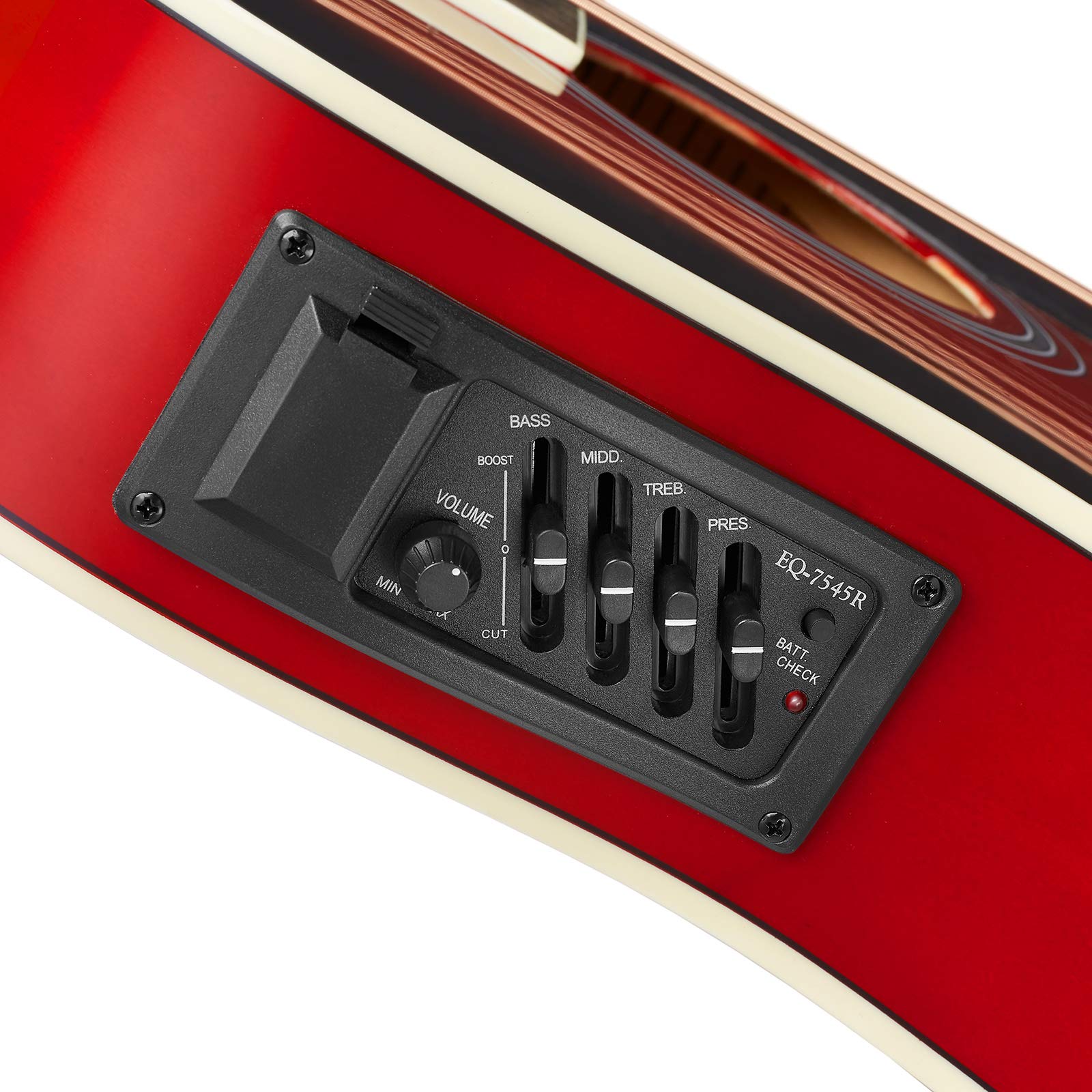 Ashthorpe Full Size Cutaway Thinline Acoustic Electric Guitar Package   Premium Tonewoods   Red