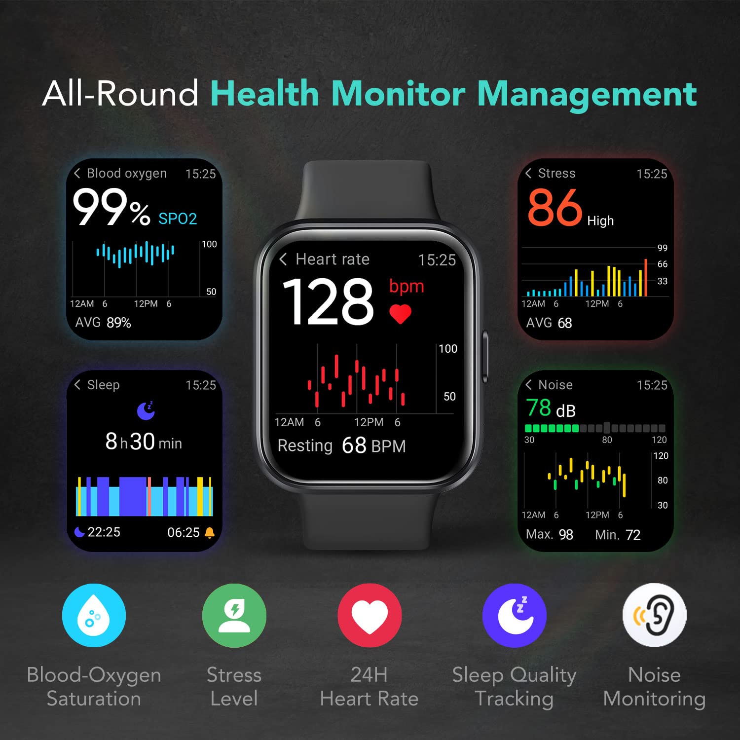 Skg Smart Watch For Men Women Android Iphone With Alexa Built-In & Bluetooth Call(Answer/Make Call) 1.69 Fitness Tracker With Ip