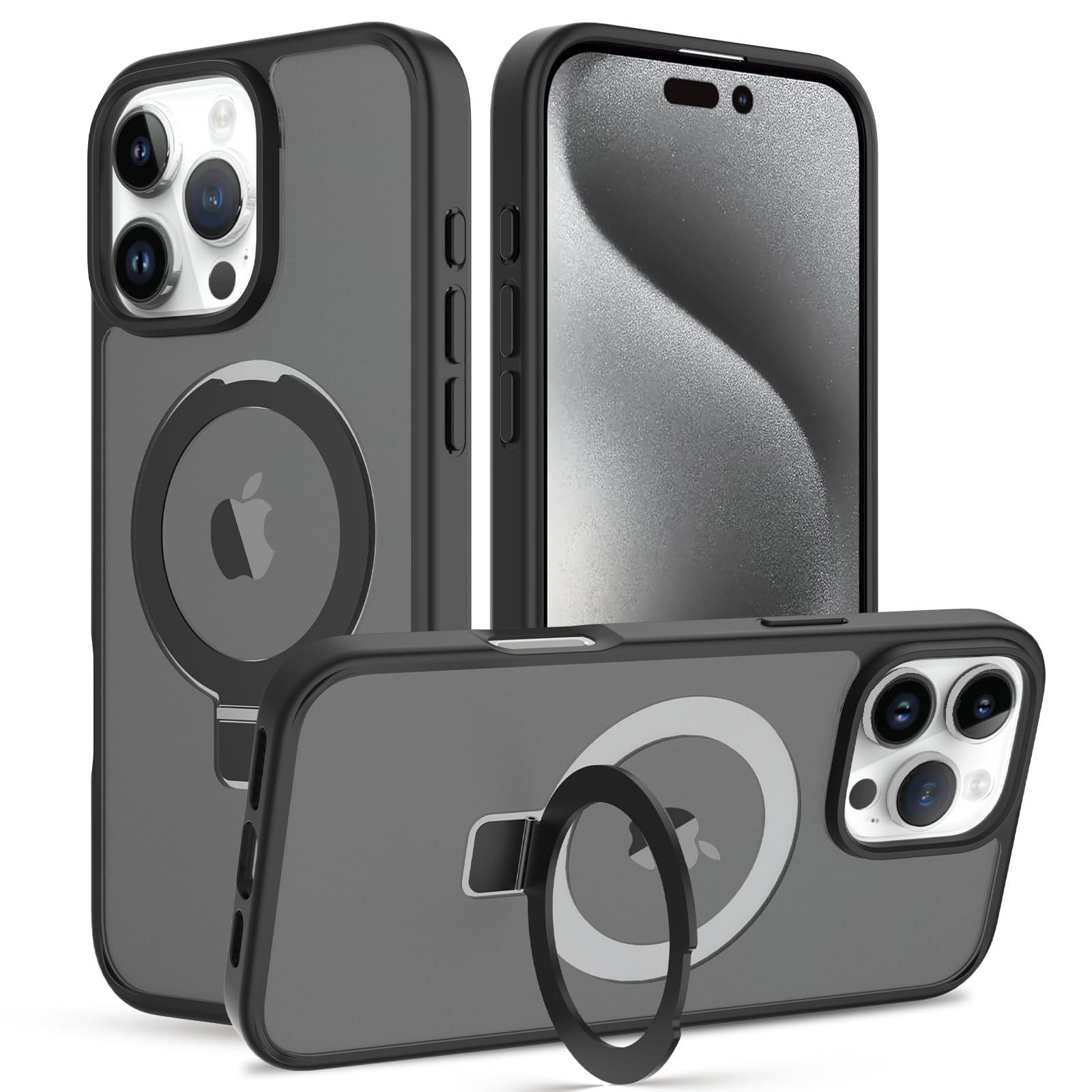 Pinlisheng 2024 Magnetic Stand For Iphone 16 Pro Max Case [Compatible With Magsafe] Translucent Back Slim Protective Iphone 16 P