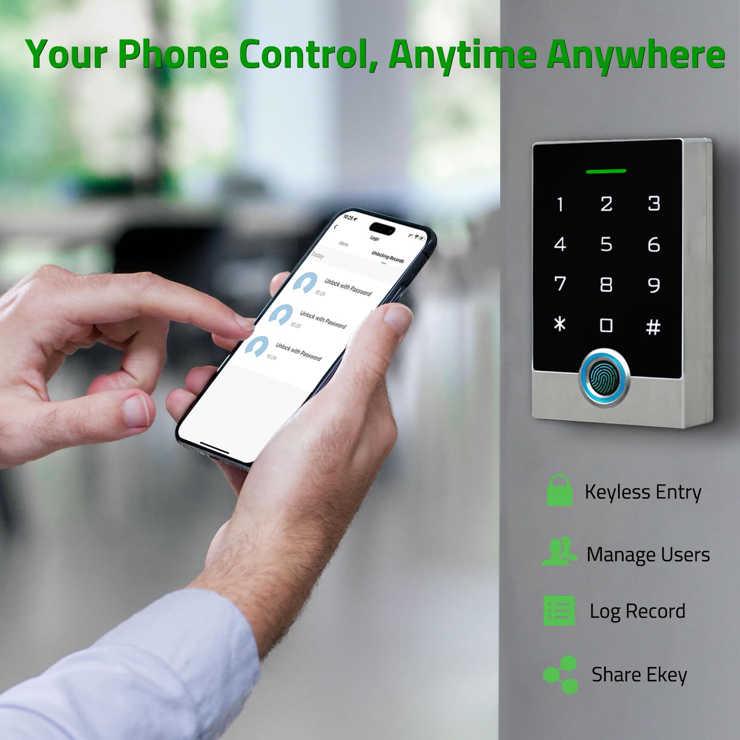 Wireless Wifi Tuya Access Control System, Fingerprint Password Stand Alone Door Access Control Keypad With Id Keyfob, Wg26/34 Em Card Reader Access Controller, Full Metal Weatherproof, Backlight