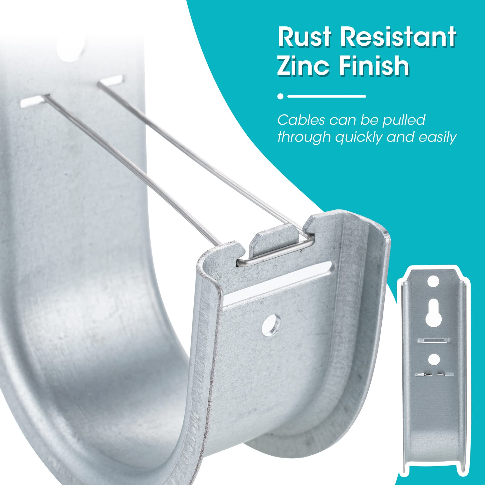 48 Pack 2 Inch Galvanized Steel Cable Support J Hook With Retainer Clips   48 Pack   Efficient Cable Management & Organization S