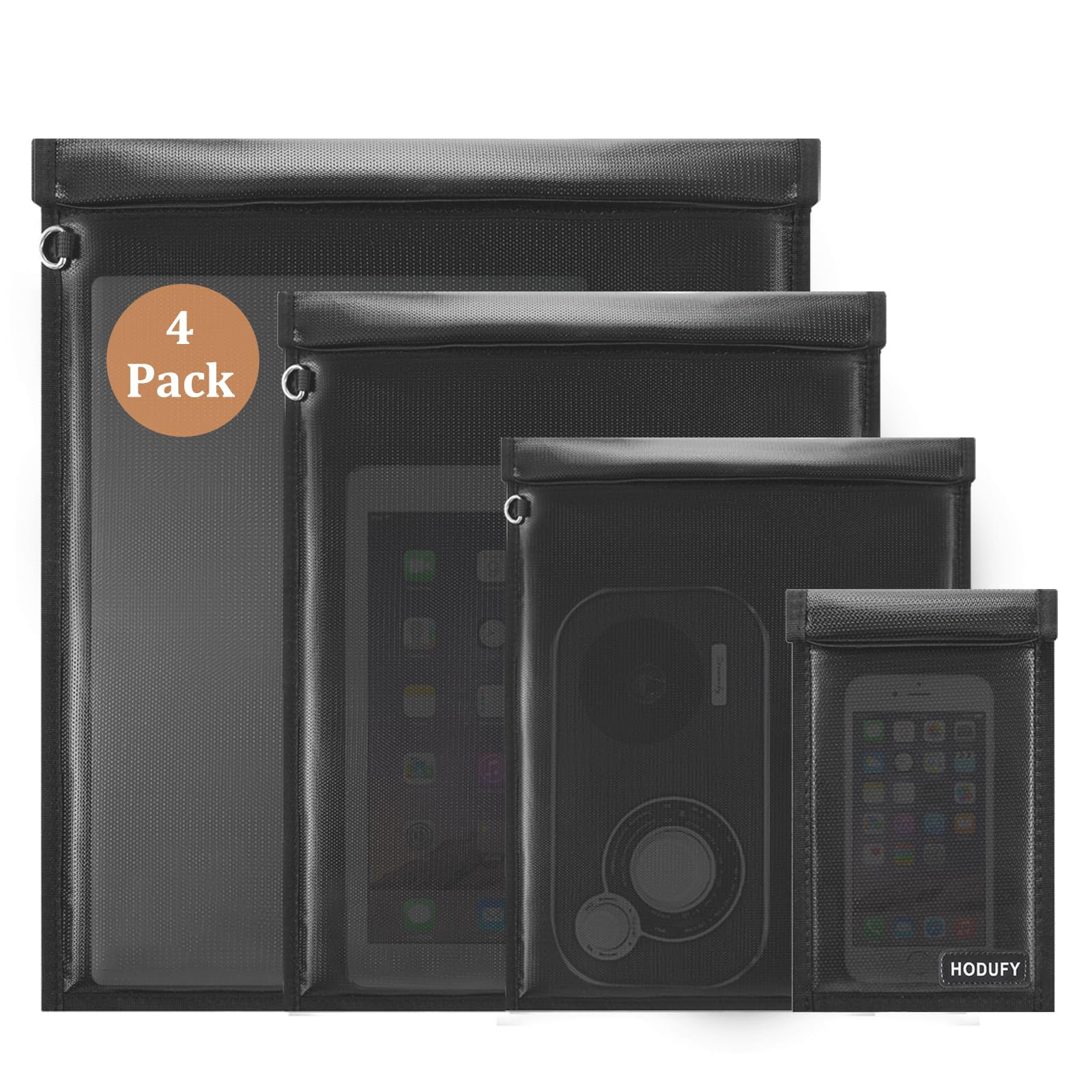 4 Pack Faraday Bags For Laptops & Tablet & Radio & Car Keys, Faraday Cage, Faraday Key Fob Protector, Waterproof & Fireproof Rfi