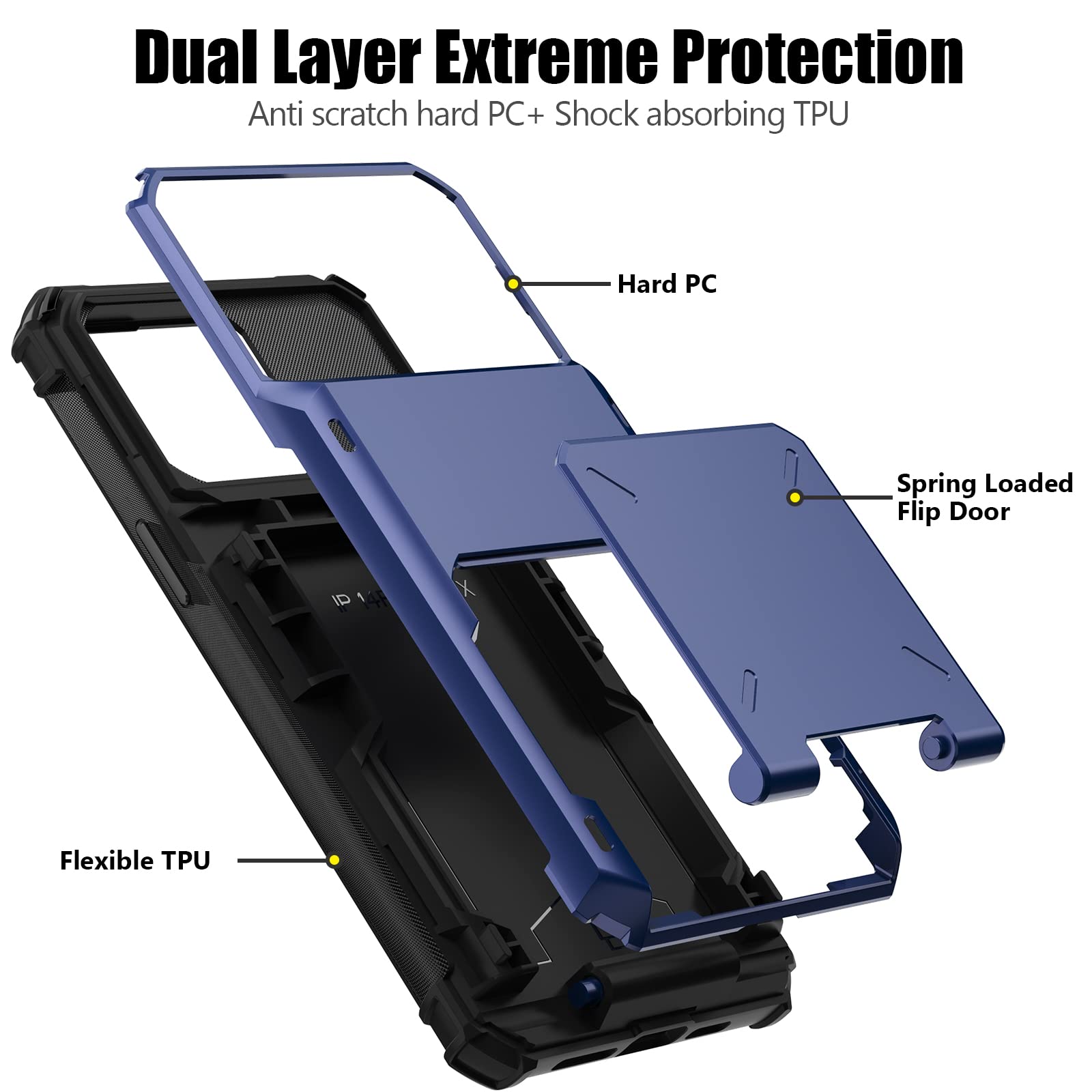 Nvollnoe For Iphone 14 Pro Max Case With Card Holder[Store 5 Cards] Dual Layer Heavy Duty Shockproof Iphone 14 Pro Max Wallet Ca