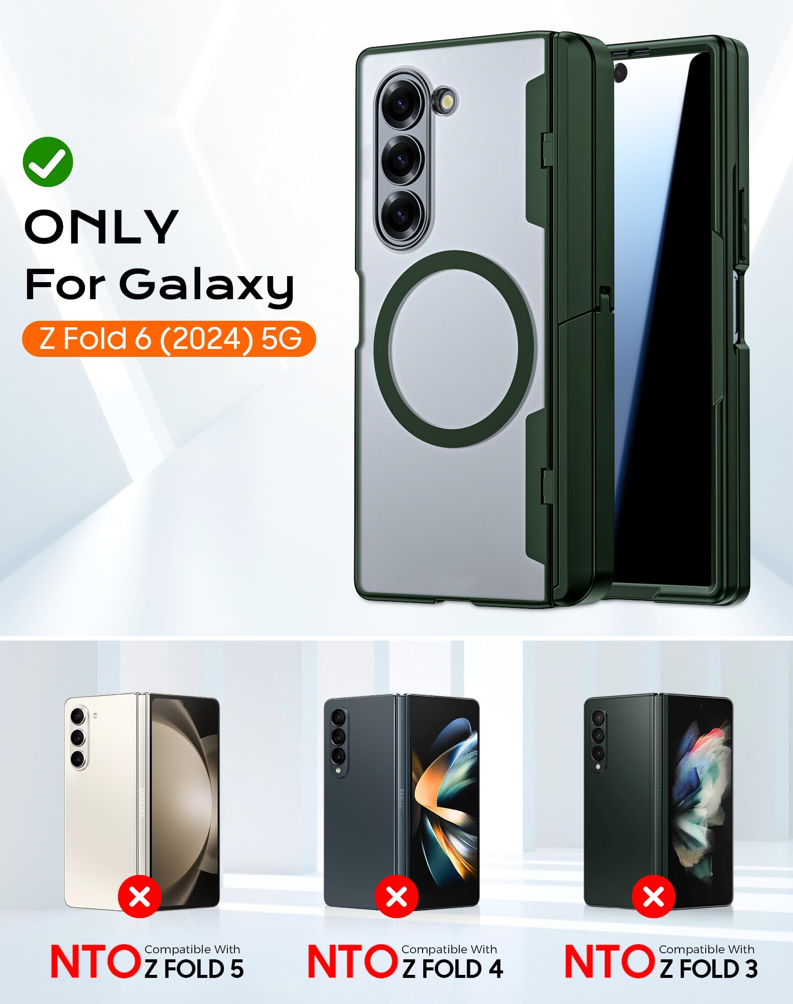 Spugan For Samsung Galaxy Z Fold 6 Case With S Pen Holder, [Compatible With Magsafe] [Hidden Kickstand] [Privacy Screen Protecti