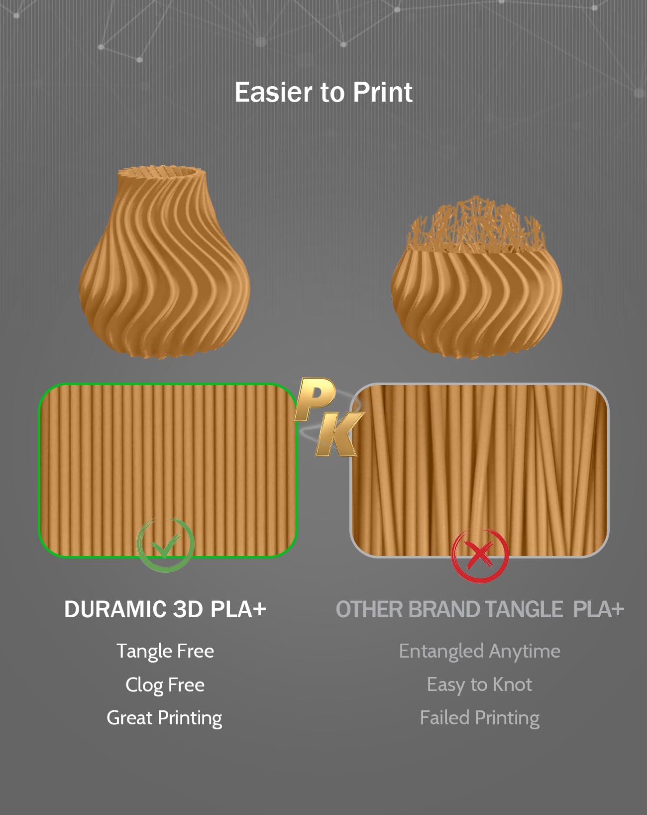 Duramic 3D Pla+ Filament 1.75Mm 1Kg Light Brown, Pla Plus 3D Printer Filament 1Kg Spool(2.2Lbs) Pla Pro Tougher And Stronger, Di